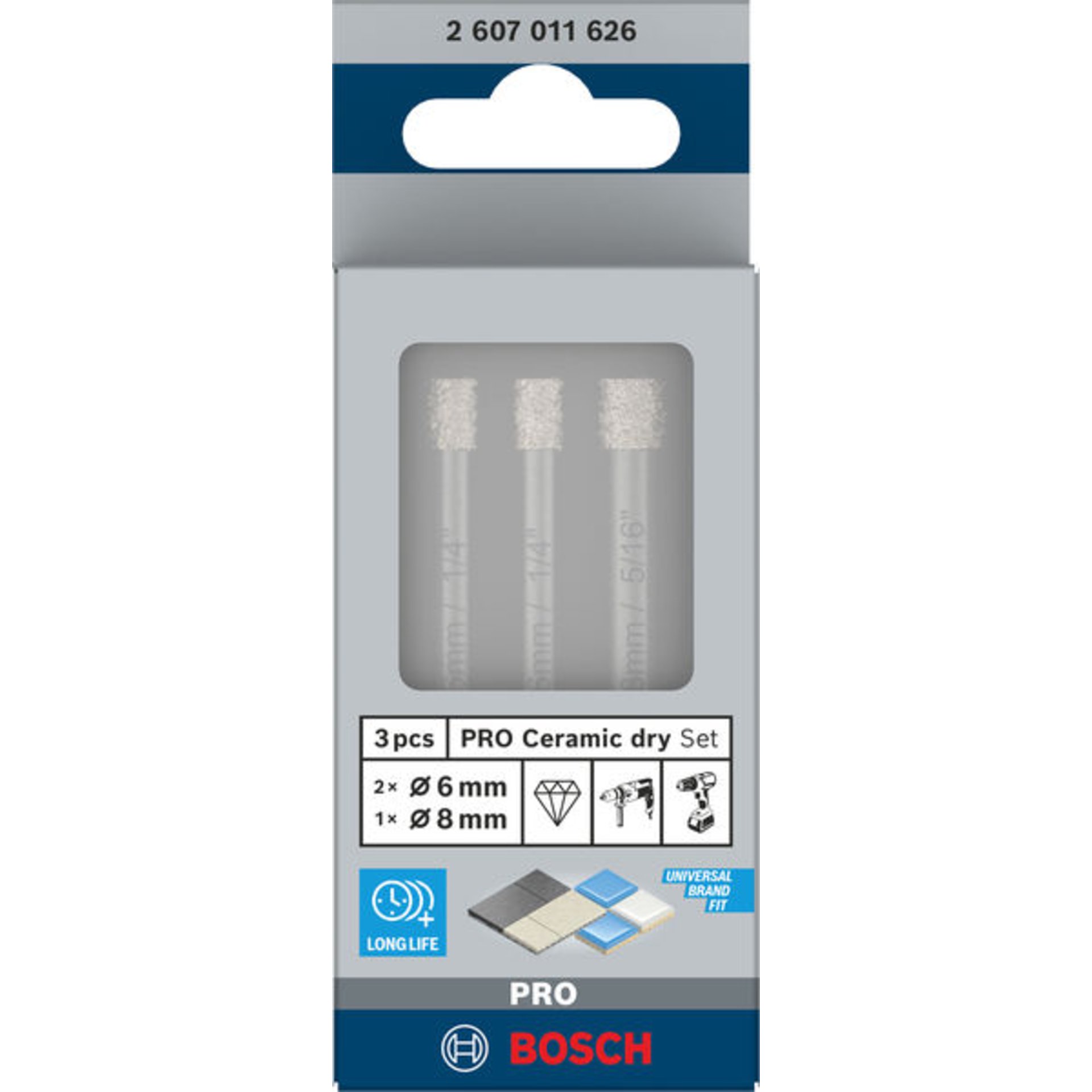PRO Ceramic dry Bohrer-Set, 6 x 66, 6 x 66, 8 x 66 mm, 3-tlg.