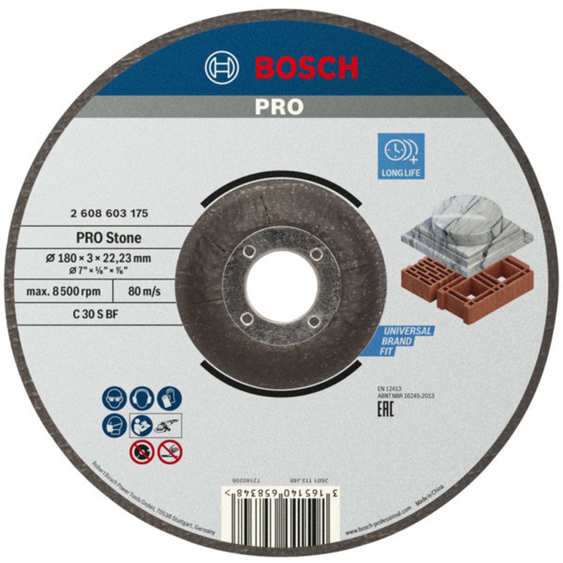 PRO Stone Trennscheibe, 180 x 3 x 22.23 mm, gekröpft