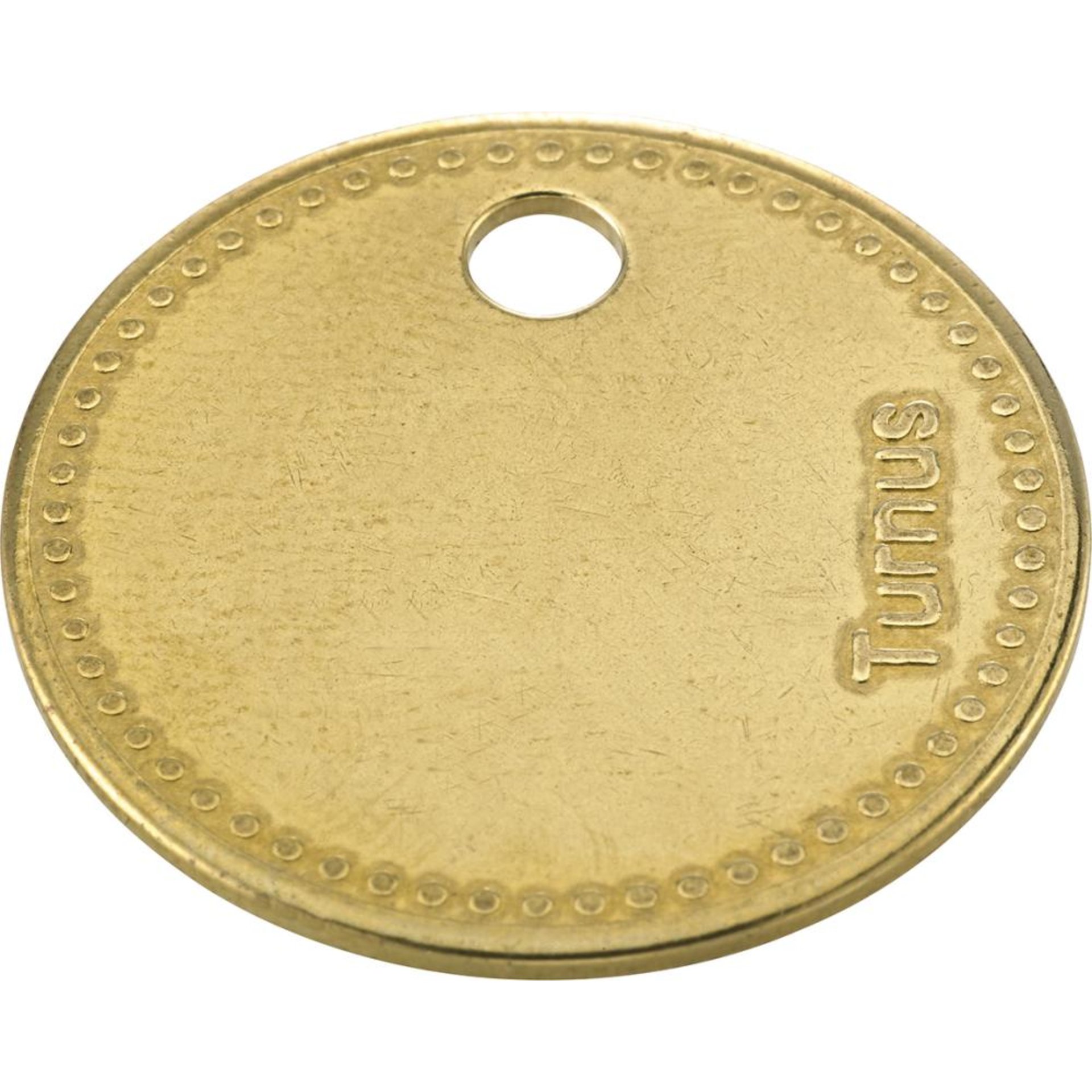 Werkzeugmarke Messing Ø 27mm, gelocht, mit Perlrand KUKKO