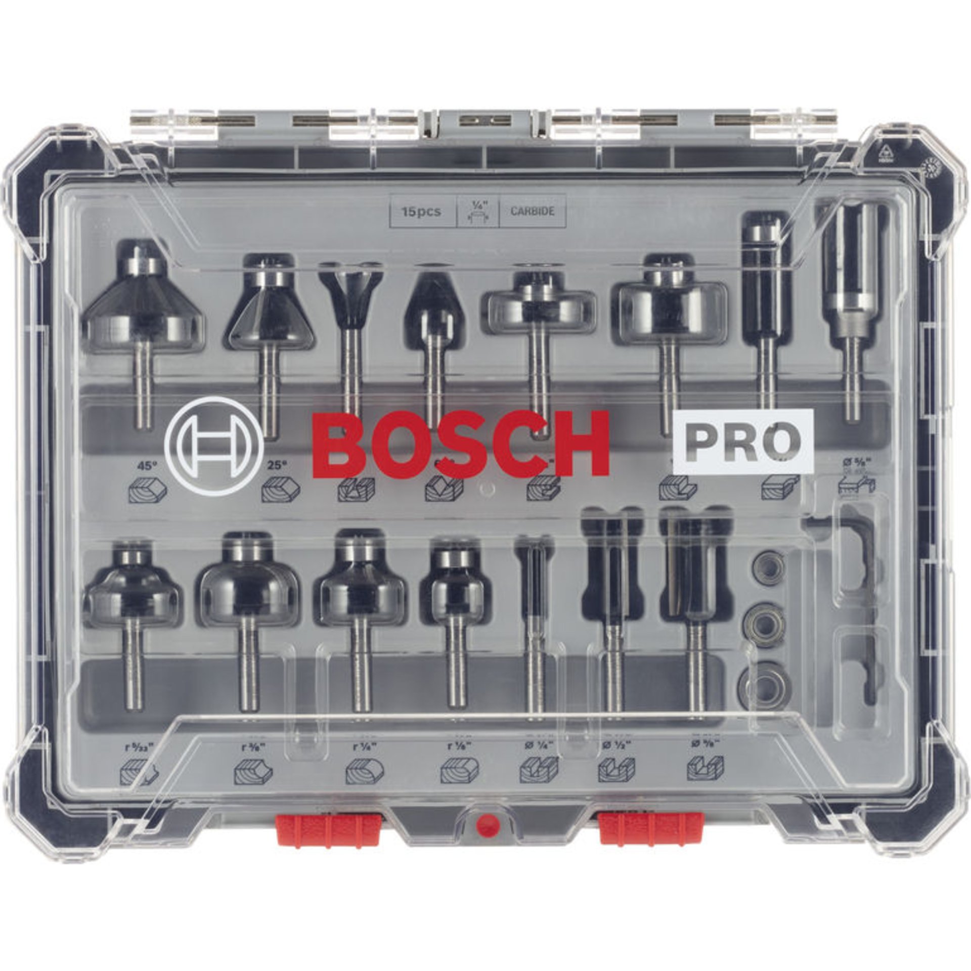 PRO Fräser-Set gemischt, Schaft 1/4", 15-tlg.