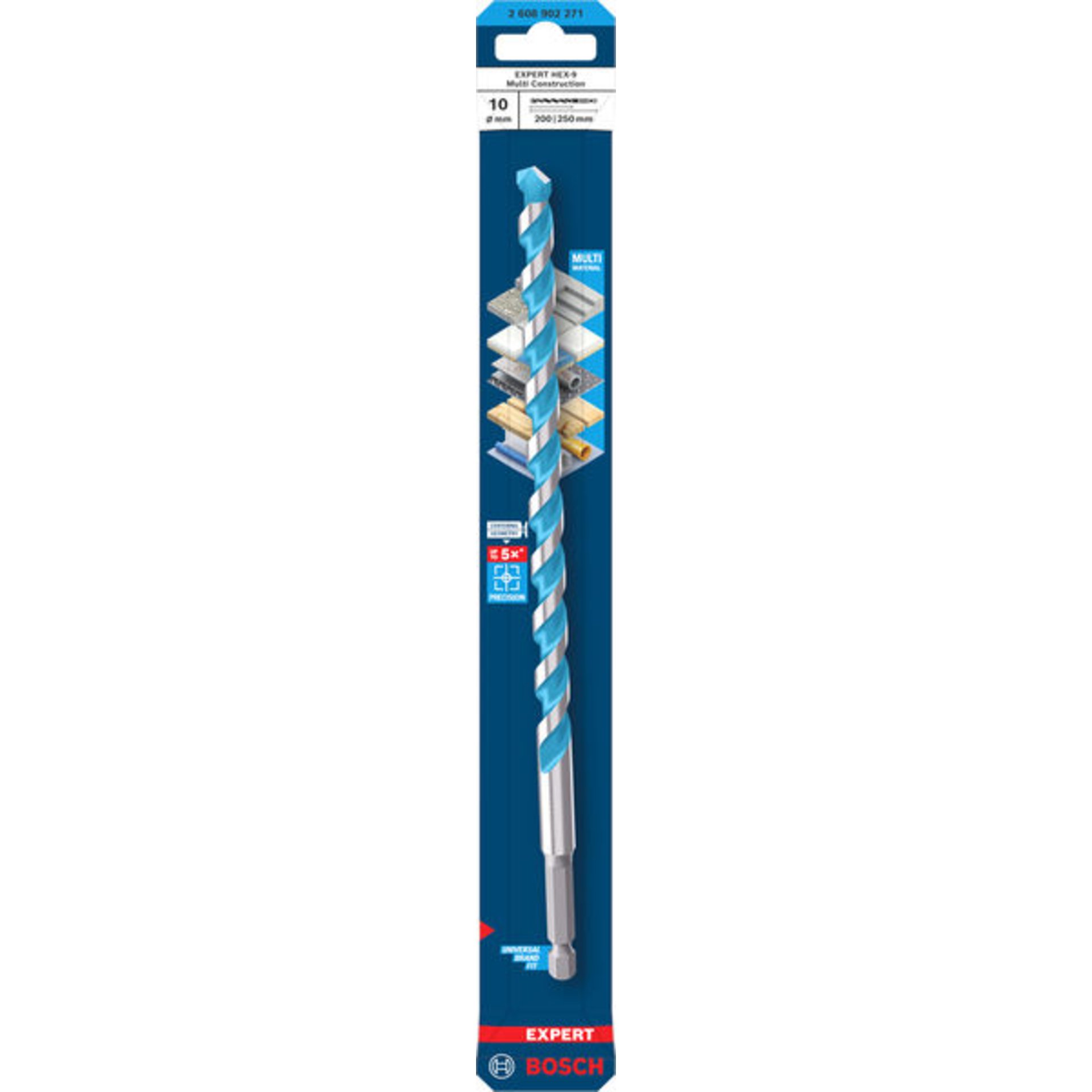 EXPERT HEX-9 Multi Construction Bohrer, 10 x 200 x 250 mm