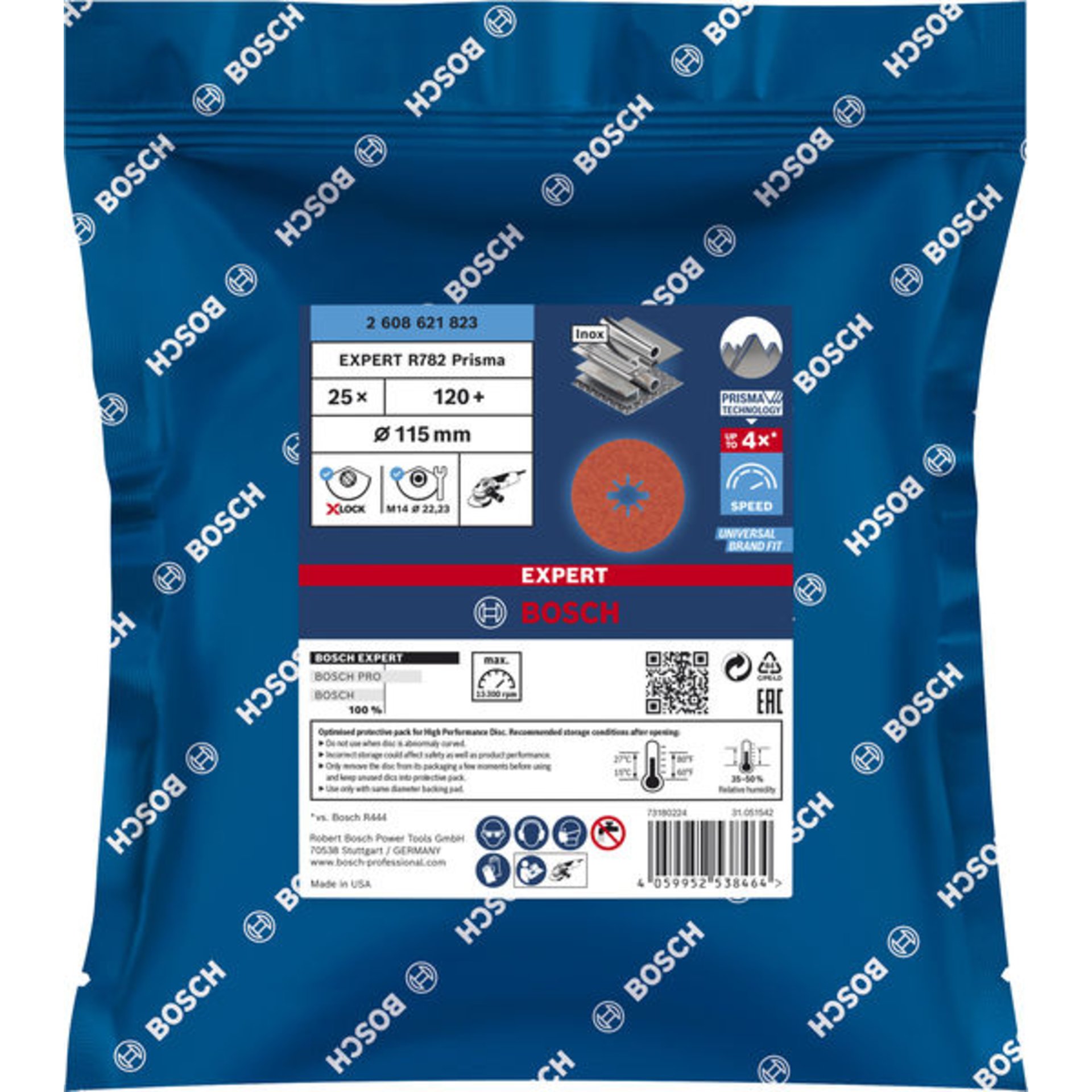 EXPERT R782 Fiberscheibe X-LOCK, 115mm, K120, 25-tlg.