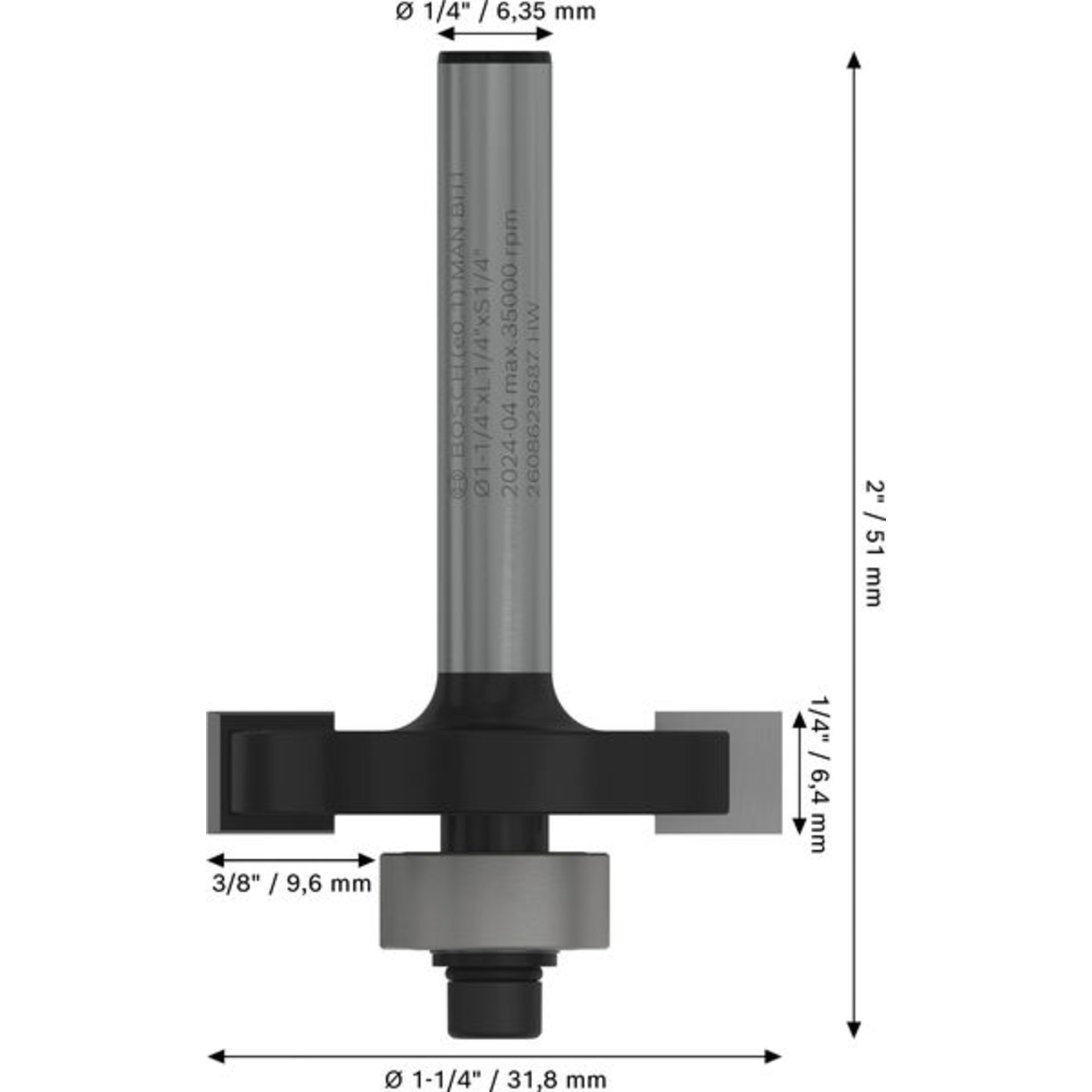PRO Nutfräser, D 1 1/4", S 1/4"