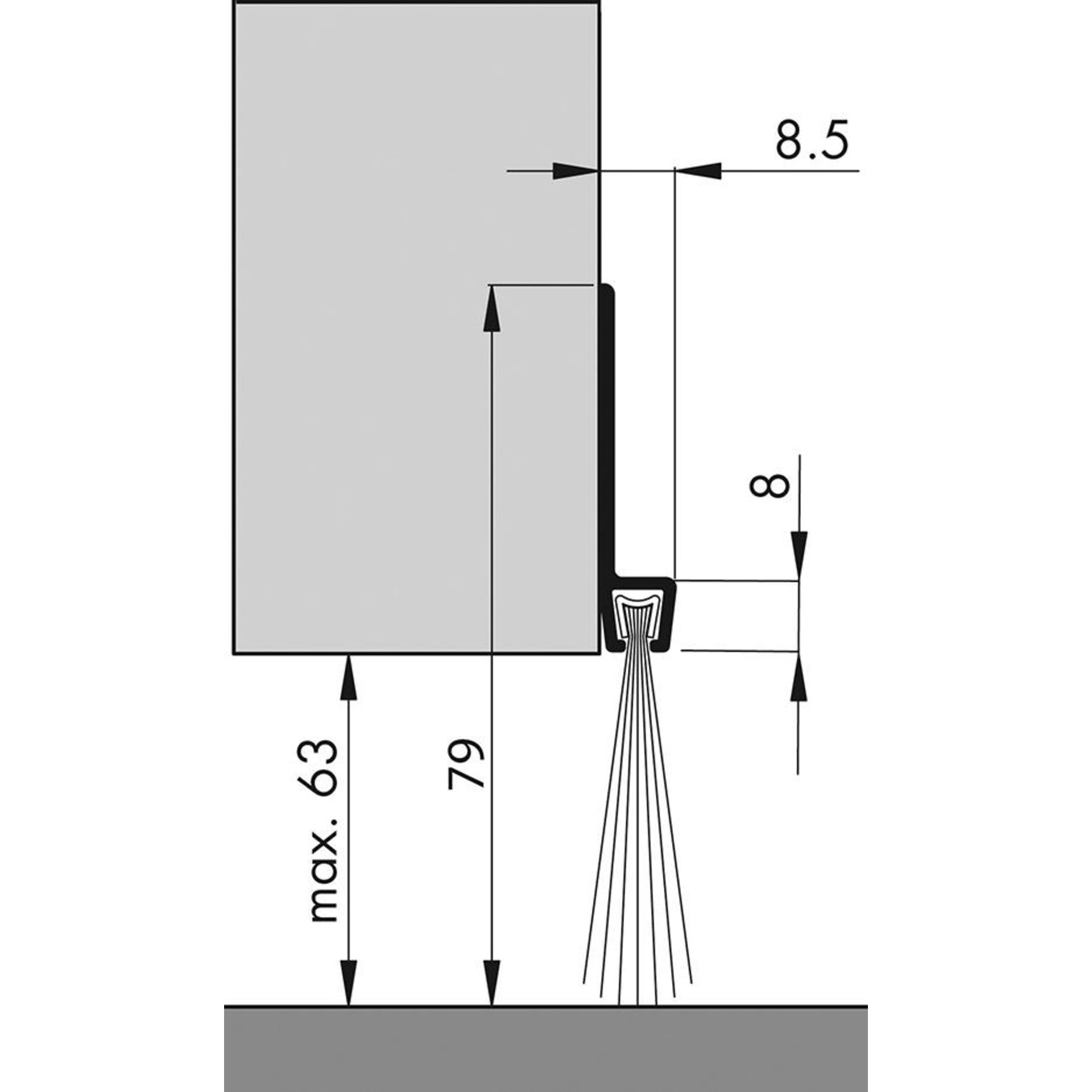 Türbodendichtung alu IBS 80 250cm m.PP Bürste ELLEN
