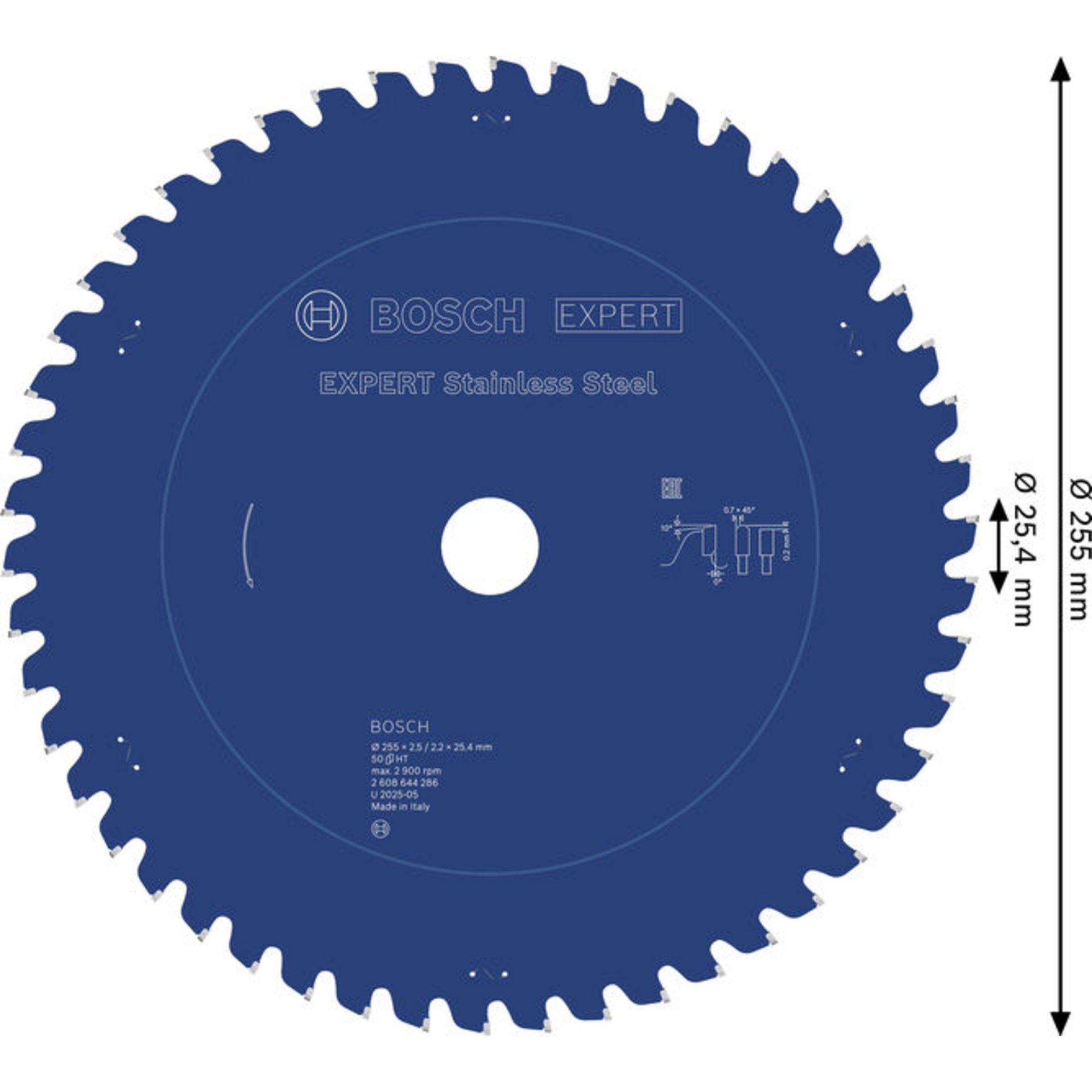EXPERT Stainless Steel Kreissägeblatt, 255x2,5/2,2x25,4 mm, Z50