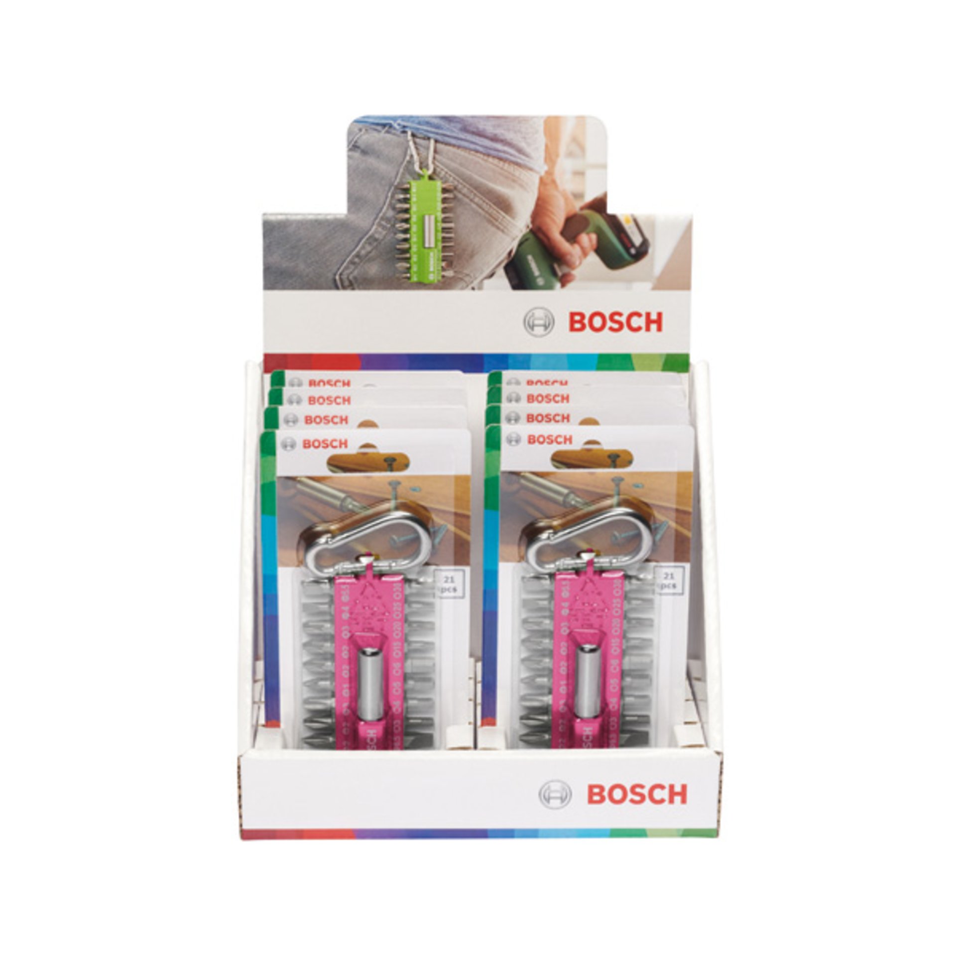 21-teiliges Schrauberbit-Set mit Snap-hook (pink)  Ausstellerversion