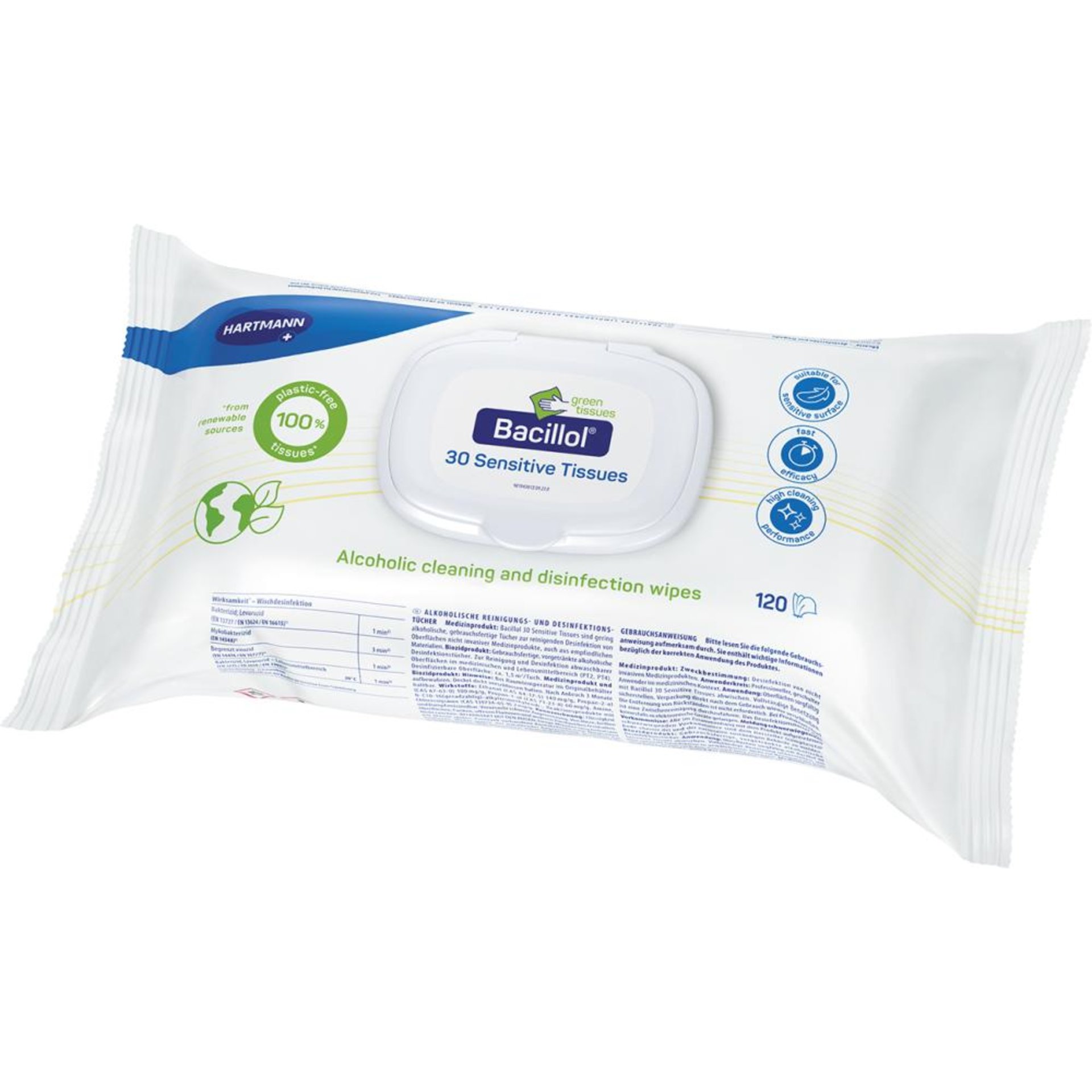 Desinfekt.tuch Bacillol 30 sensitive green Tissues, 120 St.