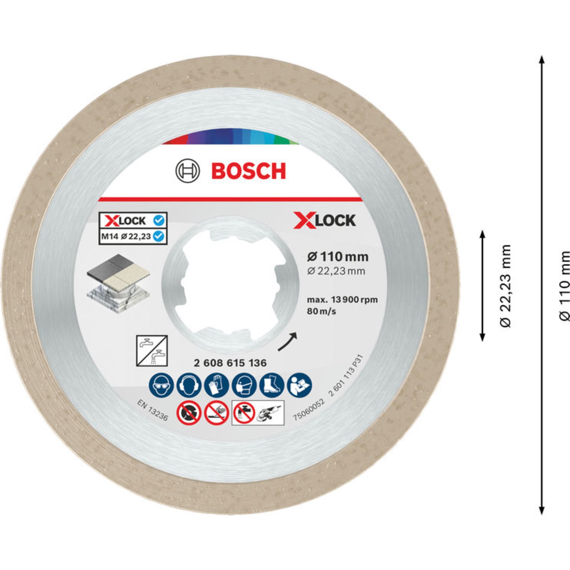 Ceramic Trennscheibe, 110 x 7,5 mm, Bohrung X-Lock