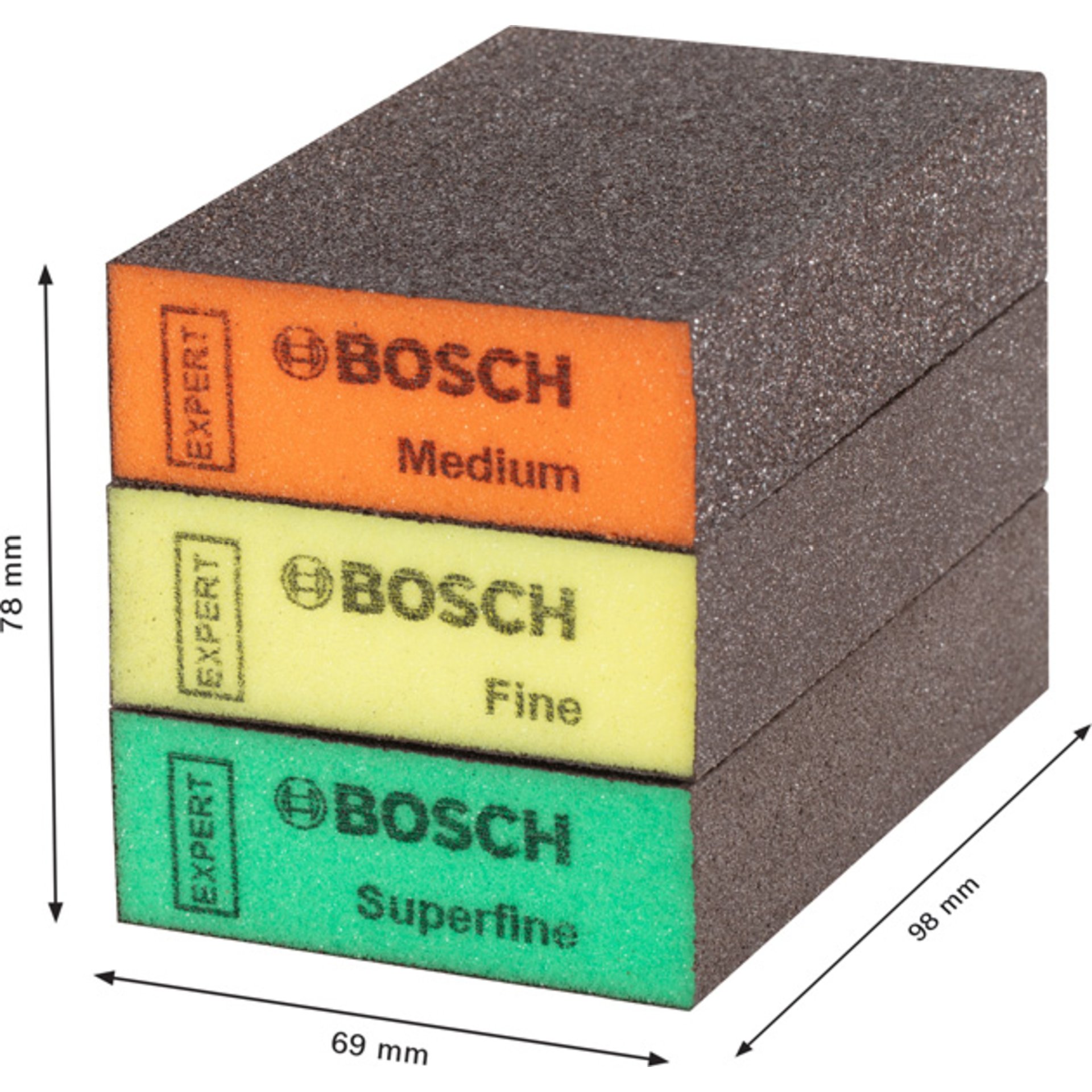 EXPERT S471 Standard Schleifblock Set, mittel, fein, super fein, 3-tlg.
