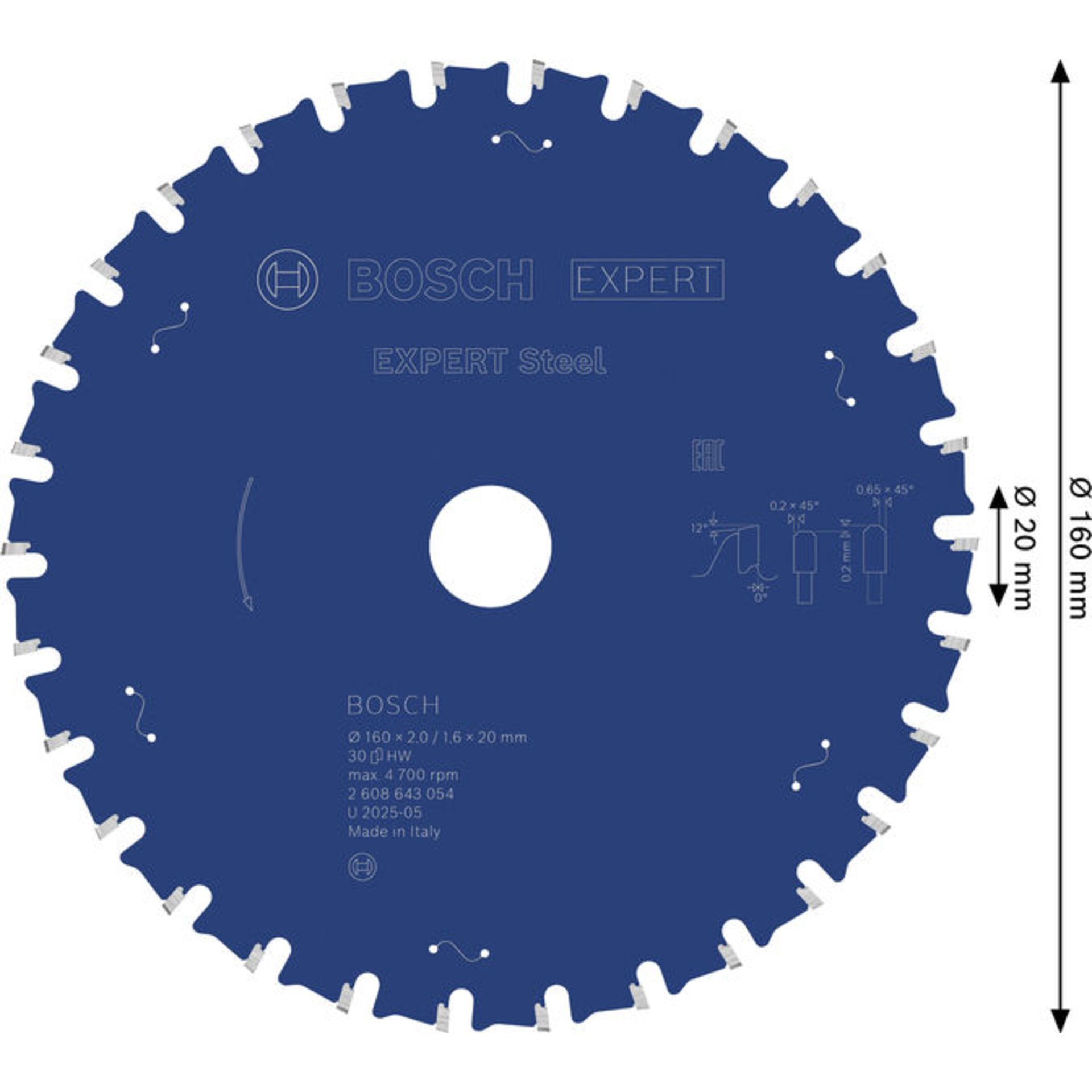 EXPERT Steel Kreissägeblatt, 160x2/1,6x20 mm, Z30