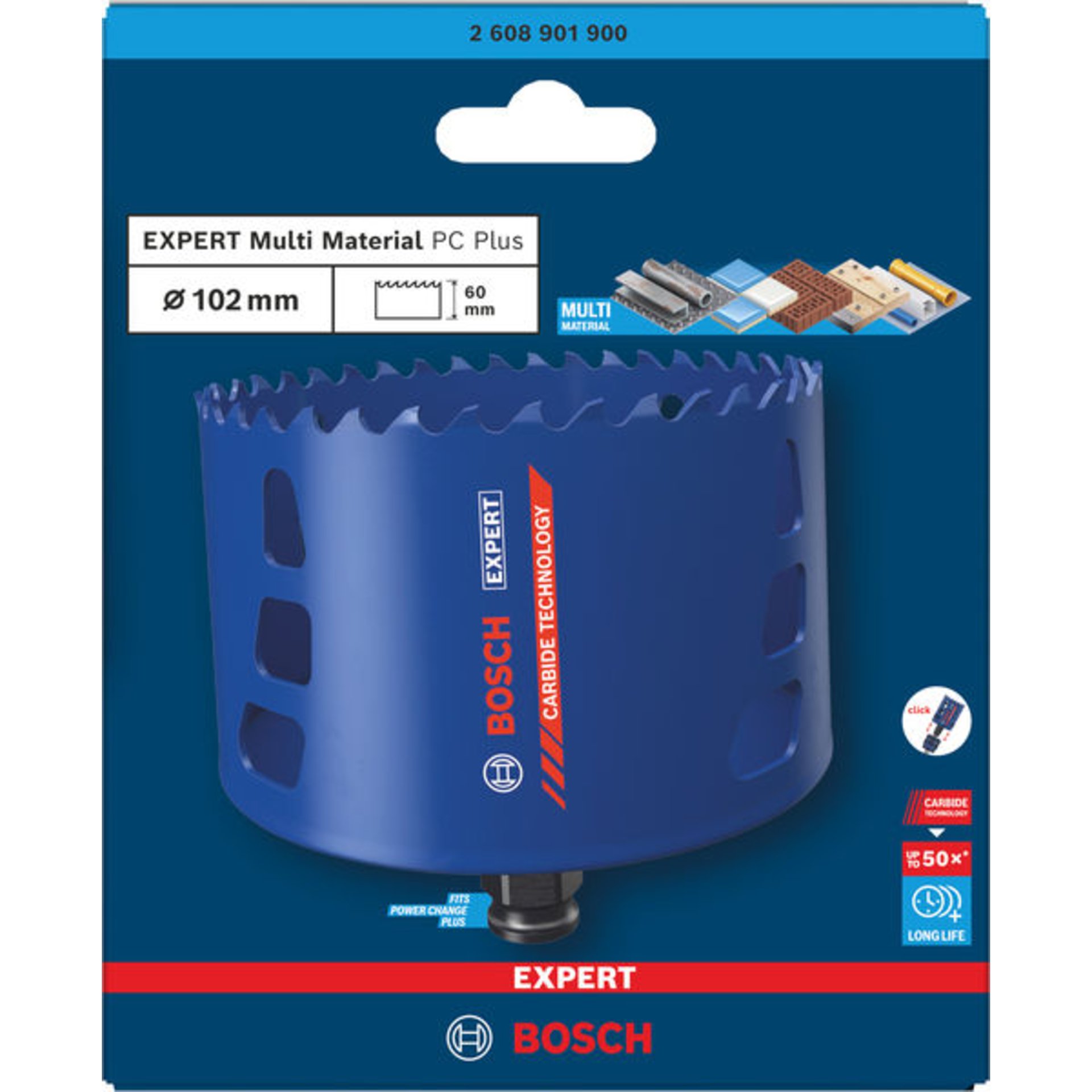 EXPERT Multi Material Power Change Plus-Lochsäge, 102 x 60 mm