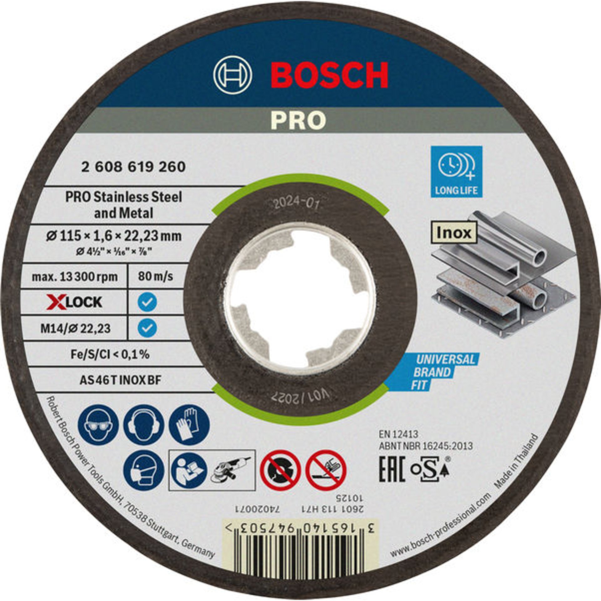 PRO Stainless Steel and Metal X-Lock Trennscheibe, 115 x 1.6 x 22.23 mm, gerade