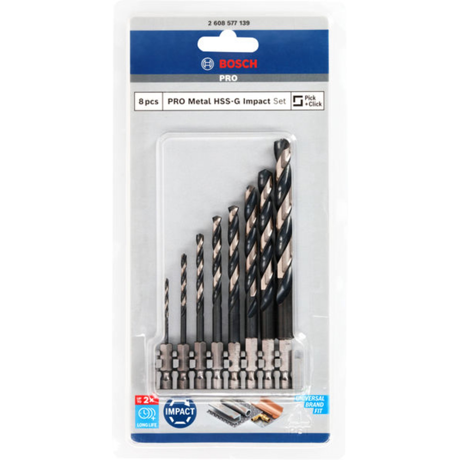 PRO Metal HSS-G Impact Spiralbohrer Set, 8-tlg.