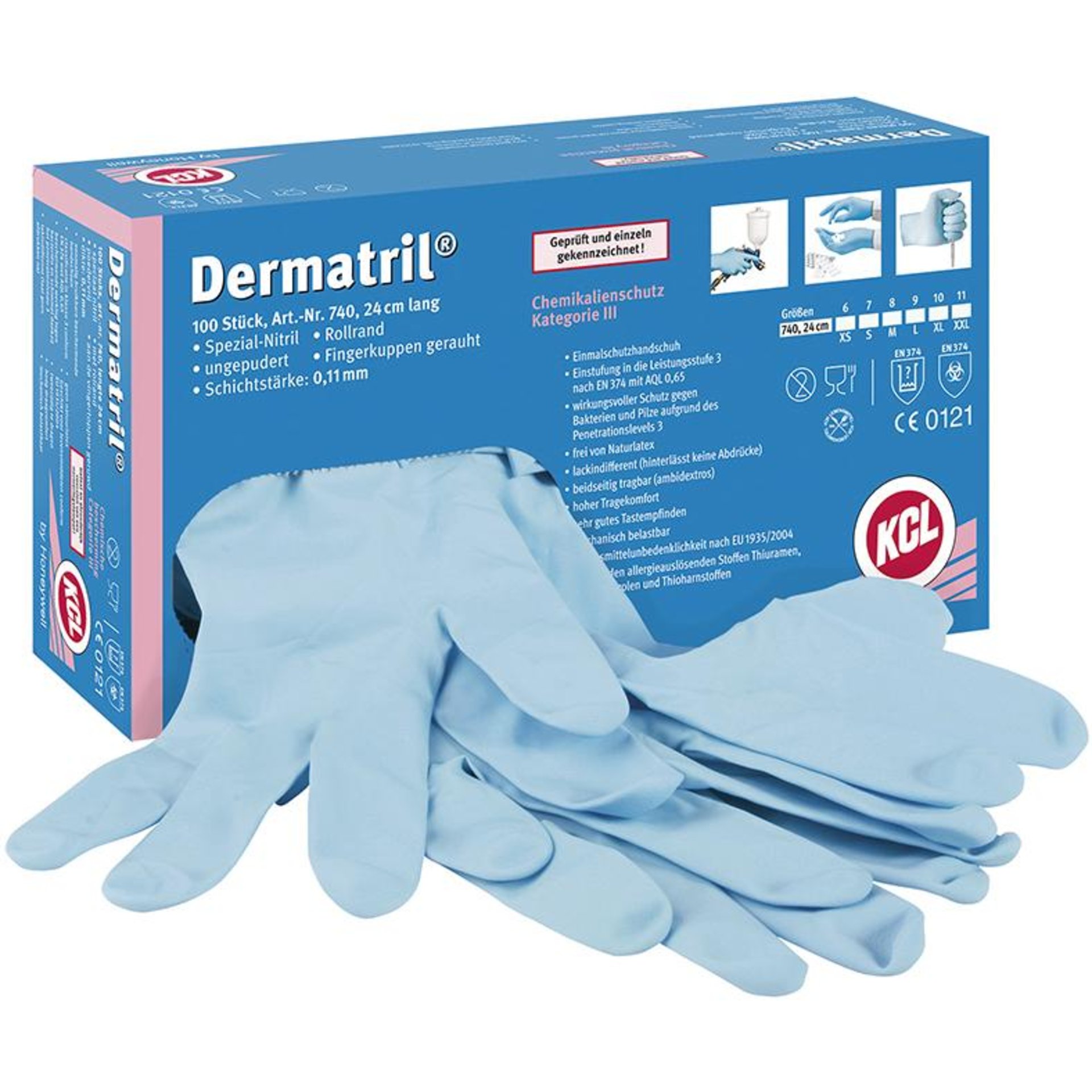 Einweghandschuh Dermatril740,Gr.10(Box a 100 Stk.)Honeywell