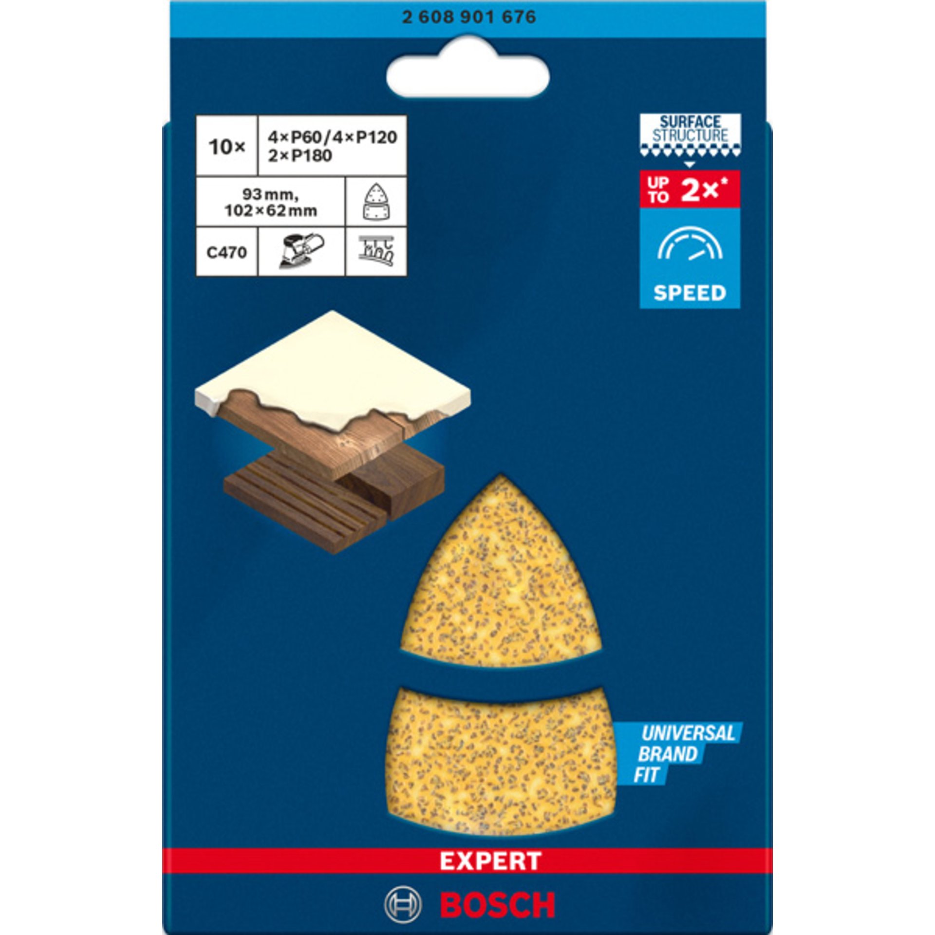 EXPERT C470 Schleifblatt Set, 102x62mm, K60-180, 11 Löcher, 10-tlg.