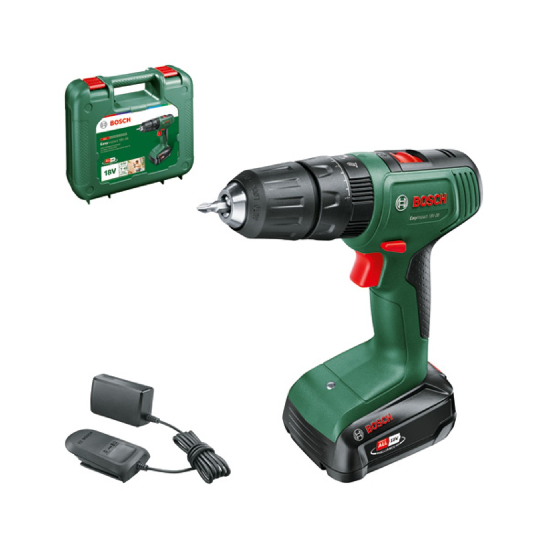 Akku-Bohrschrauber EasyImpact 18V-38, 1 x Akku PBA 18V 2.0Ah, Tragekoffer