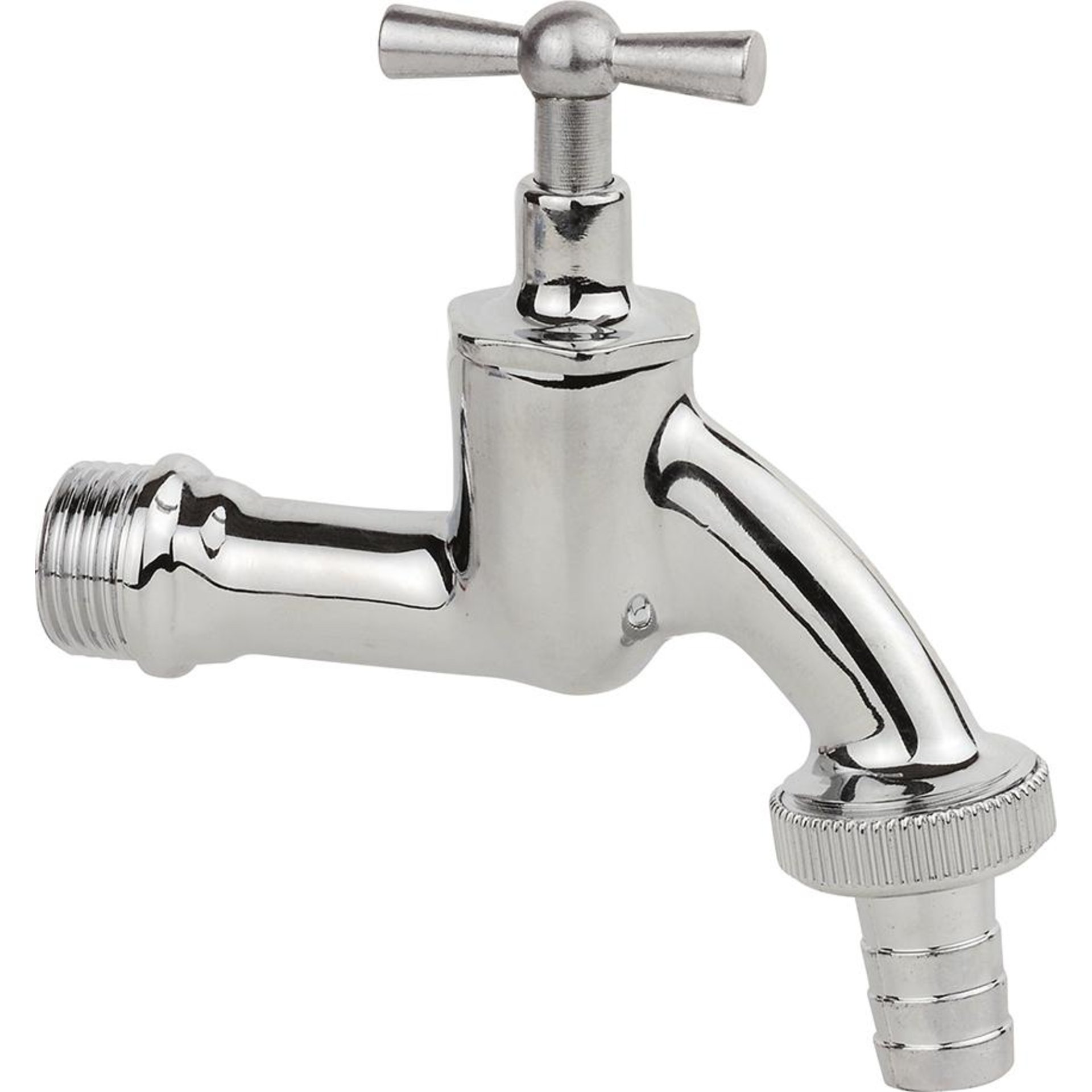 MS Auslaufventil Knebelgriff, Chrom, 1/2"AG x 3/4"AG x 1/2"T