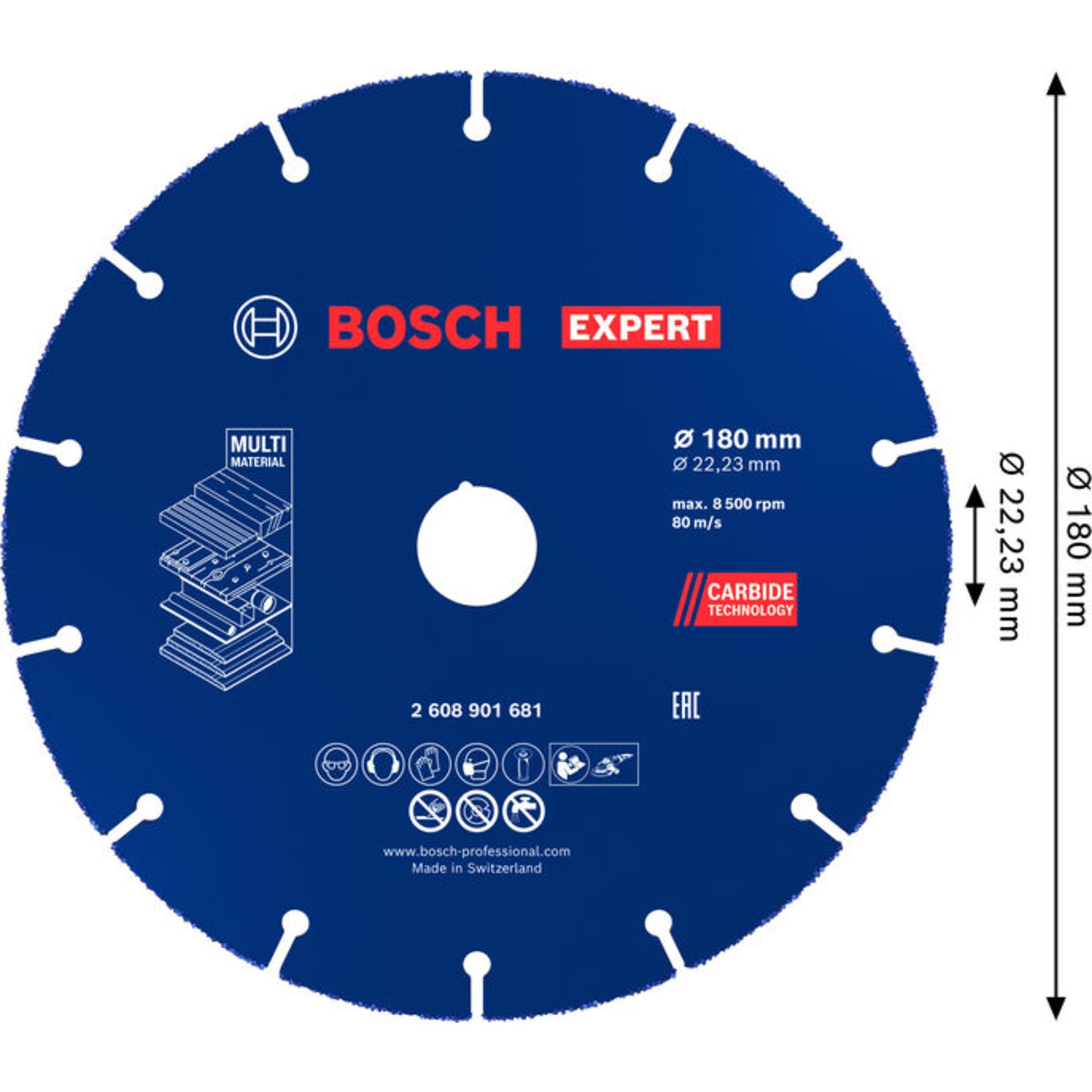 EXPERT Multi Material Carbide-Trennscheibe, 180 x 22,23 mm