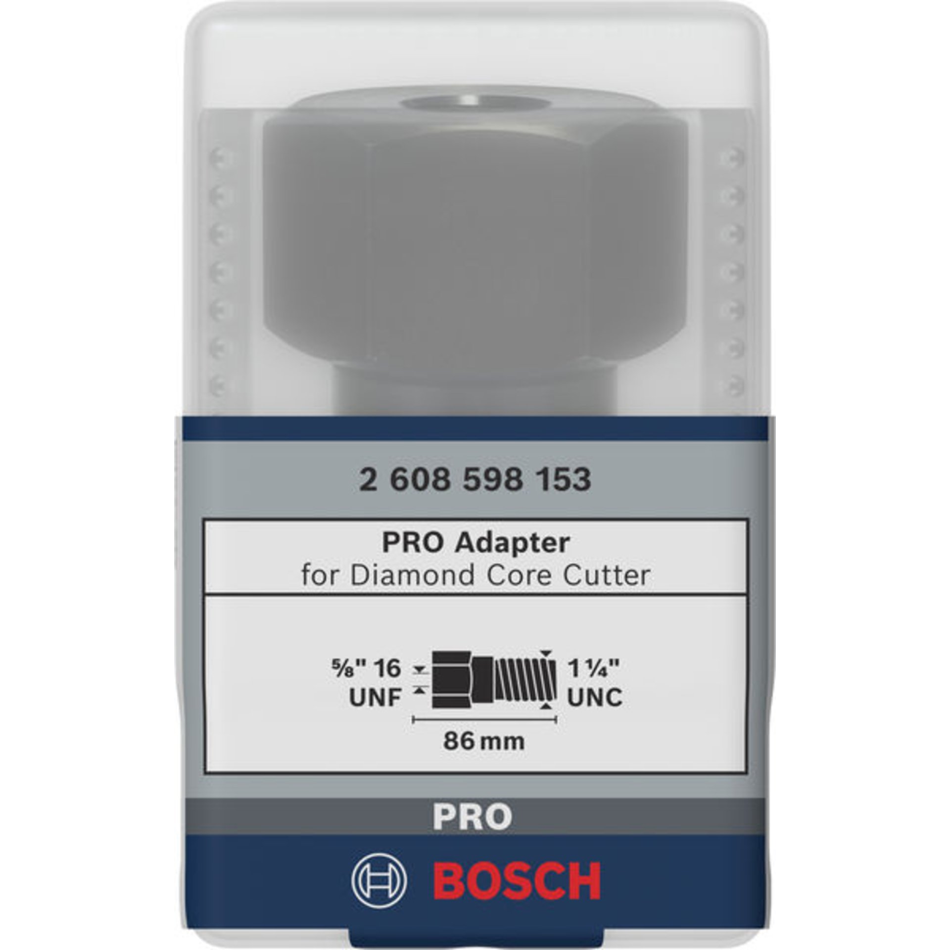 Adapter f.Diamantbohrkronen Maschinenseite5/8Zoll 16UNF,Kronenseite1 1/4Zoll UNC