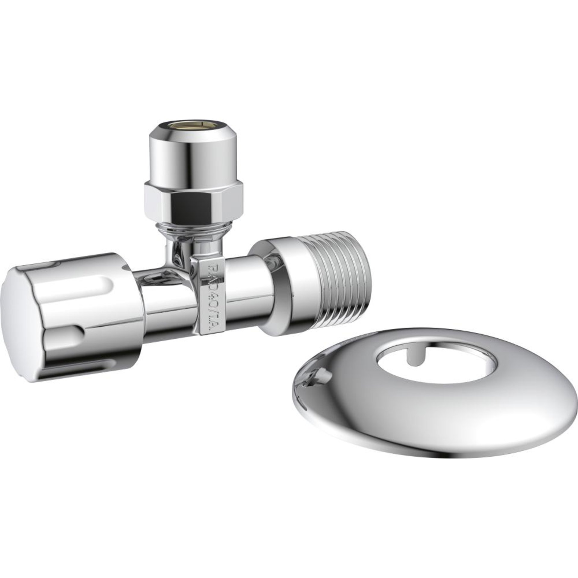 Eckventil, 1/2"AG x 3/8"AG x 10 mmQ, mit Schubrosette