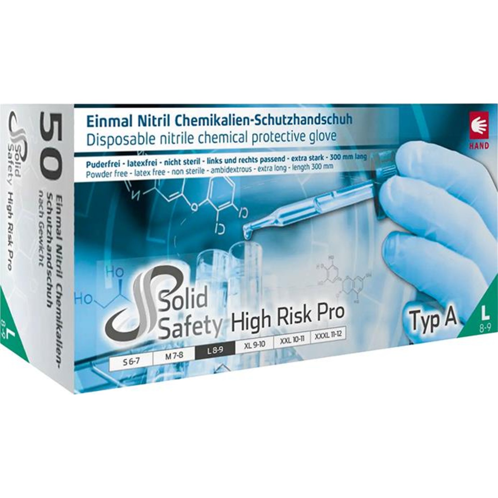 Einweghandschuhe Nitril, HIGH RISK PRO, puderfrei, Gr.2XL