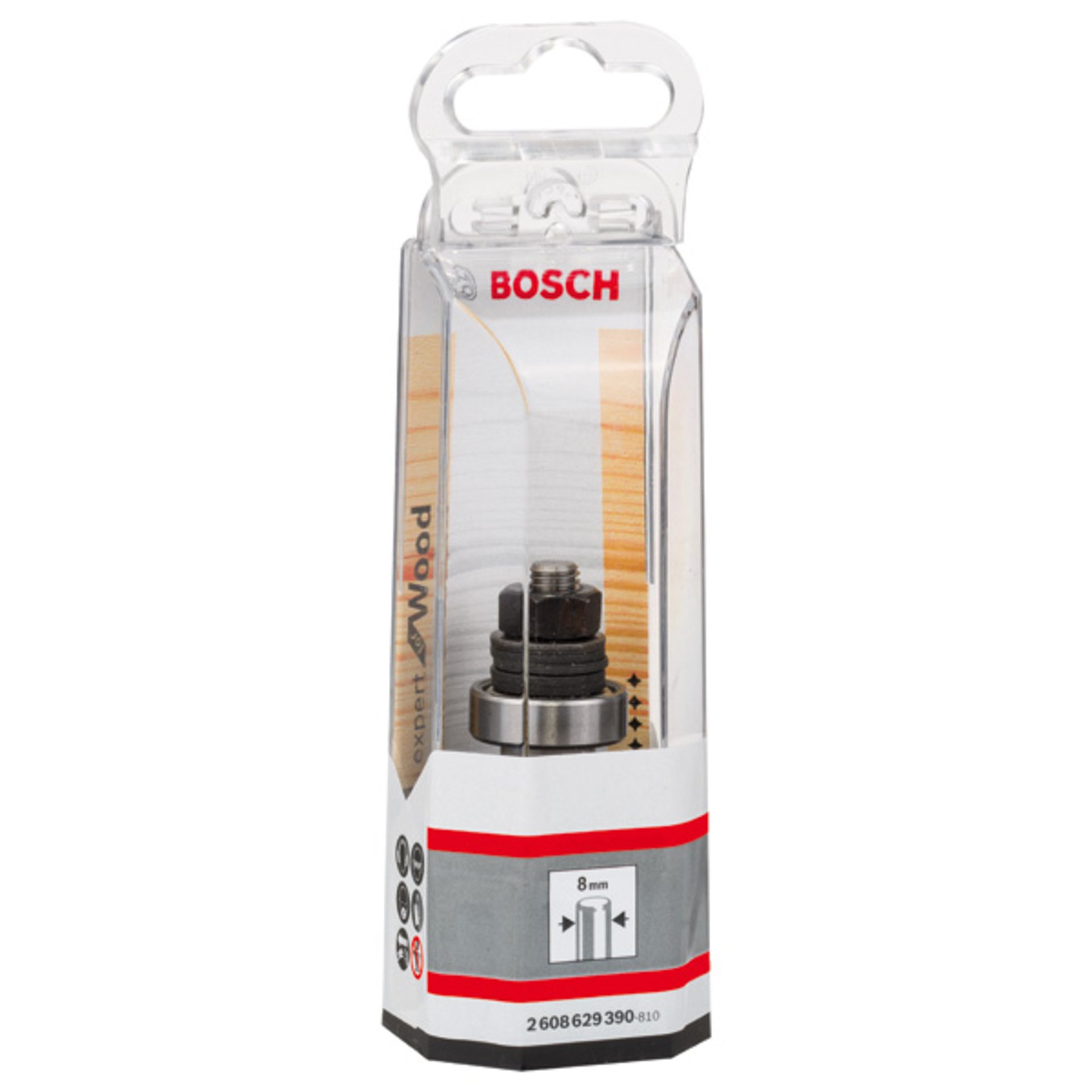 Schaft für Scheibenfräse mit Führungskugellager, S 8 mm, D 22 mm, G 60,3 mm