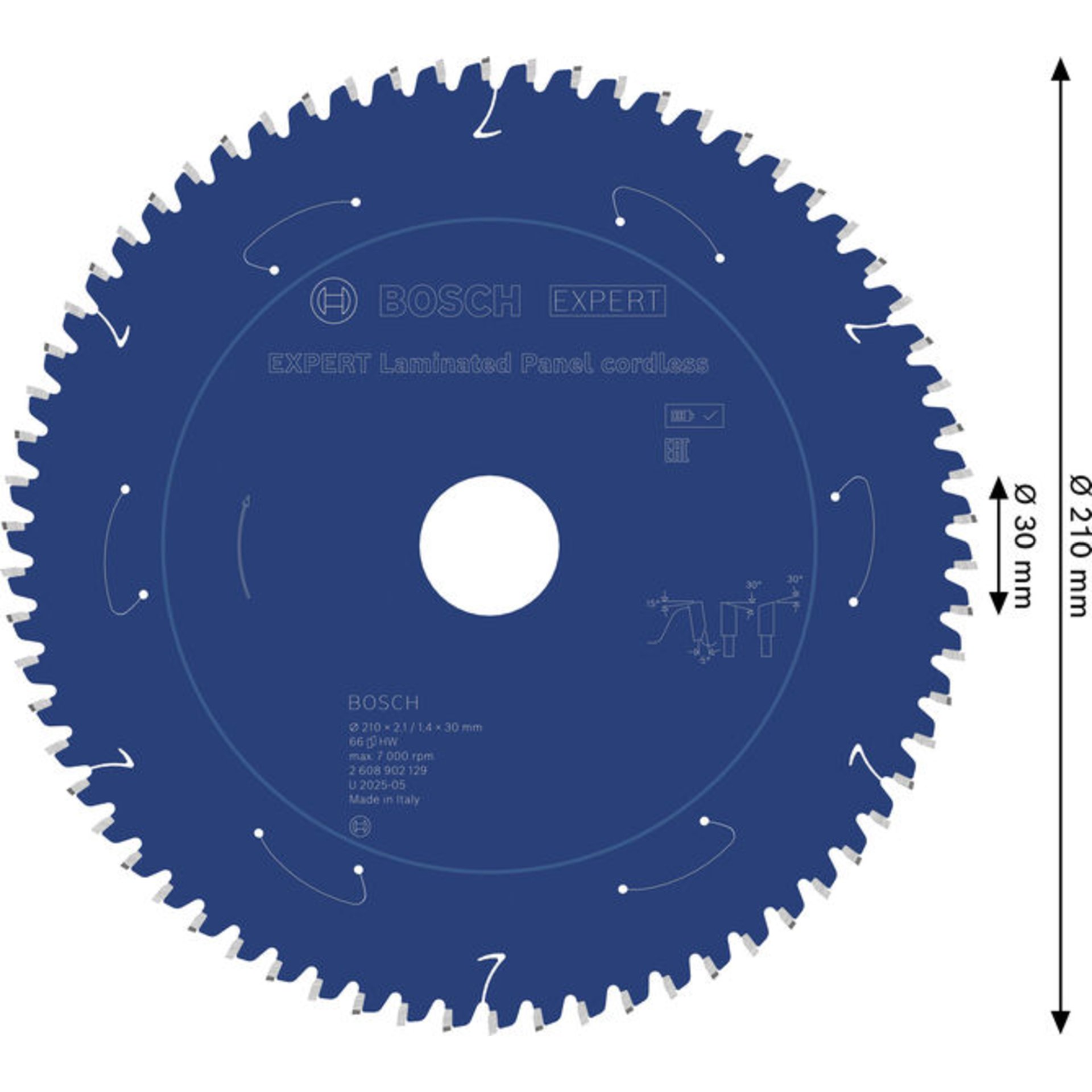 EXPERT Laminated Panel Kreissägeblatt, 210x2,1x30 mm, Z66