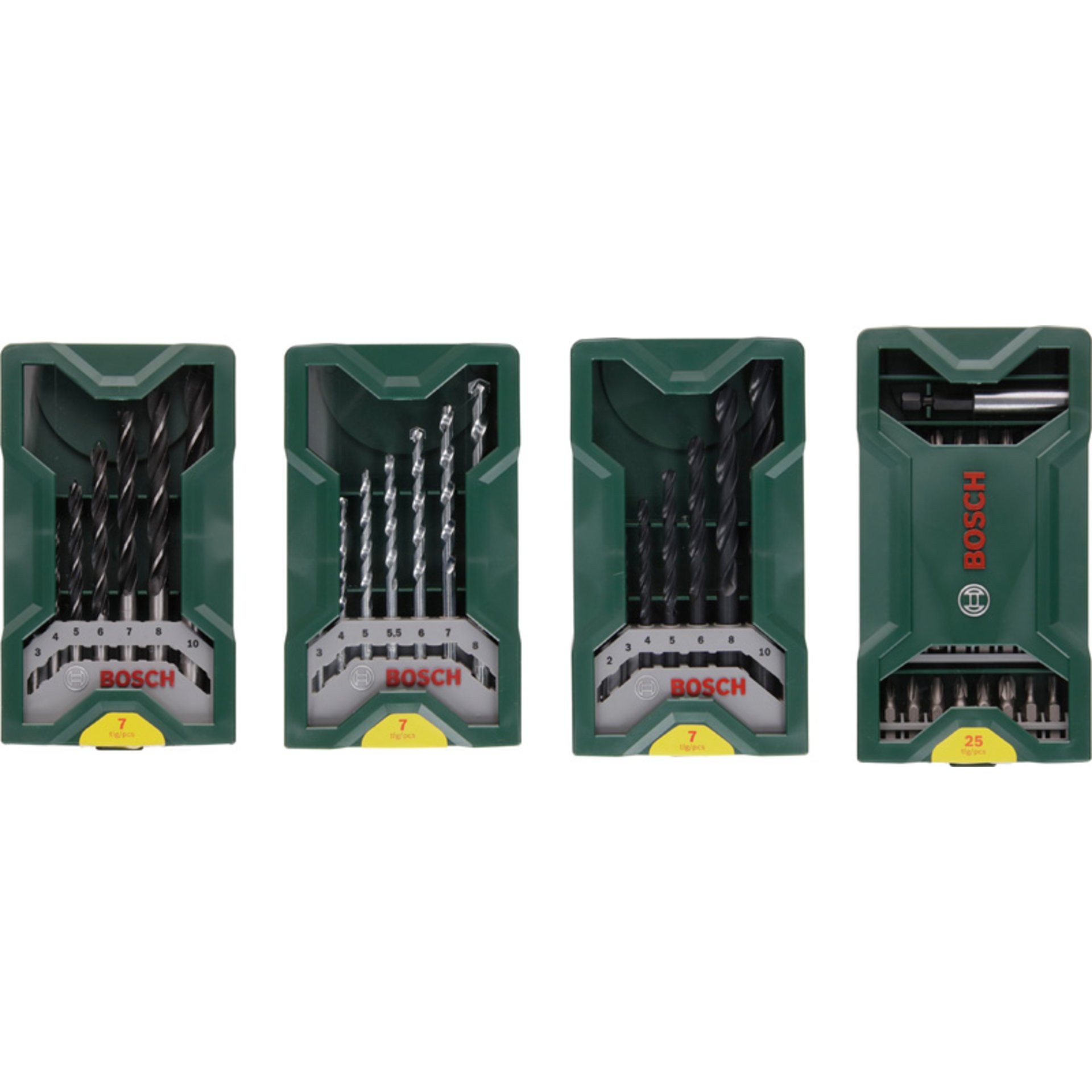 Bohr- Schrauberbit-Set 3+1, Mini-X-Line, Metall-, Stein-, Holzbohrer, Bit-Set