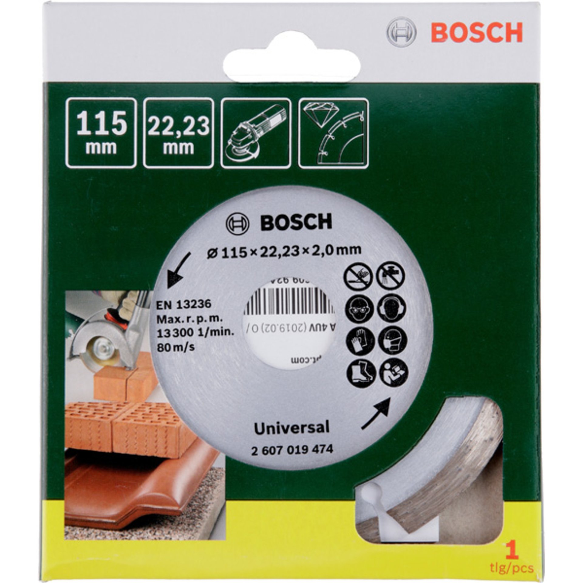 Diamanttrennscheibe für Baumaterial, Durchmesser: 115 mm
