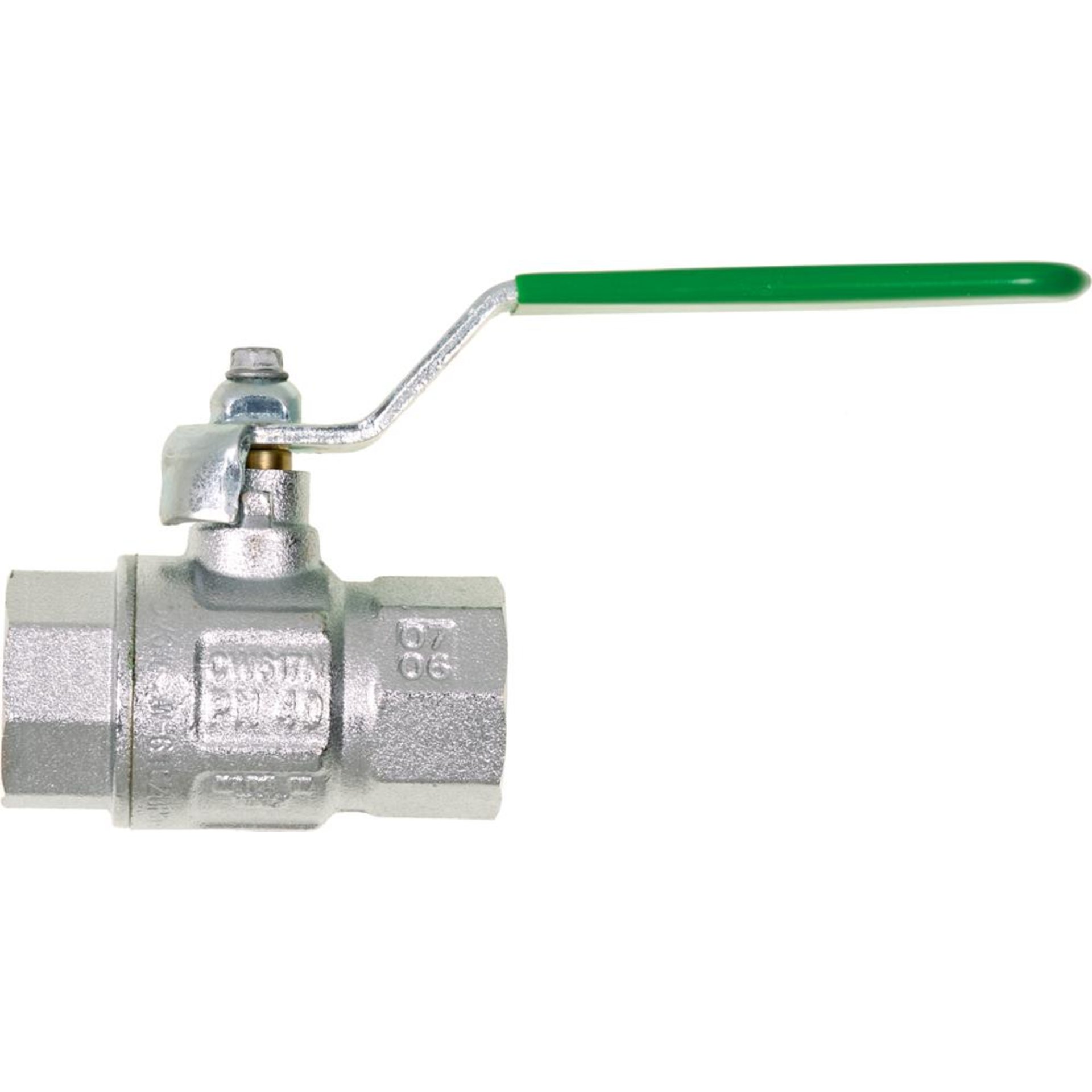 Trinkwasserkugelhahn DIN-DVGW, MS vernickelt, Hebelgriff, IG/IG, G 1/2", PN50, SB