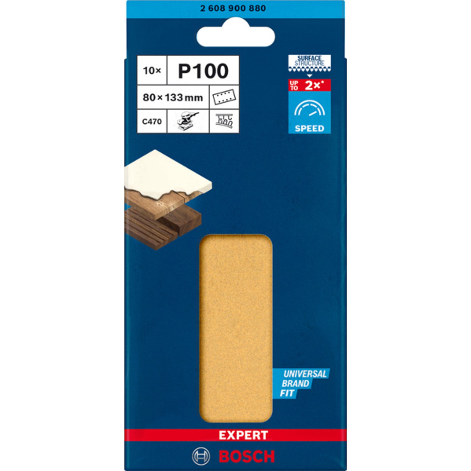 EXPERT C470 Schleifblatt, 80x133mm, K100, 8 Löcher, 10-tlg.