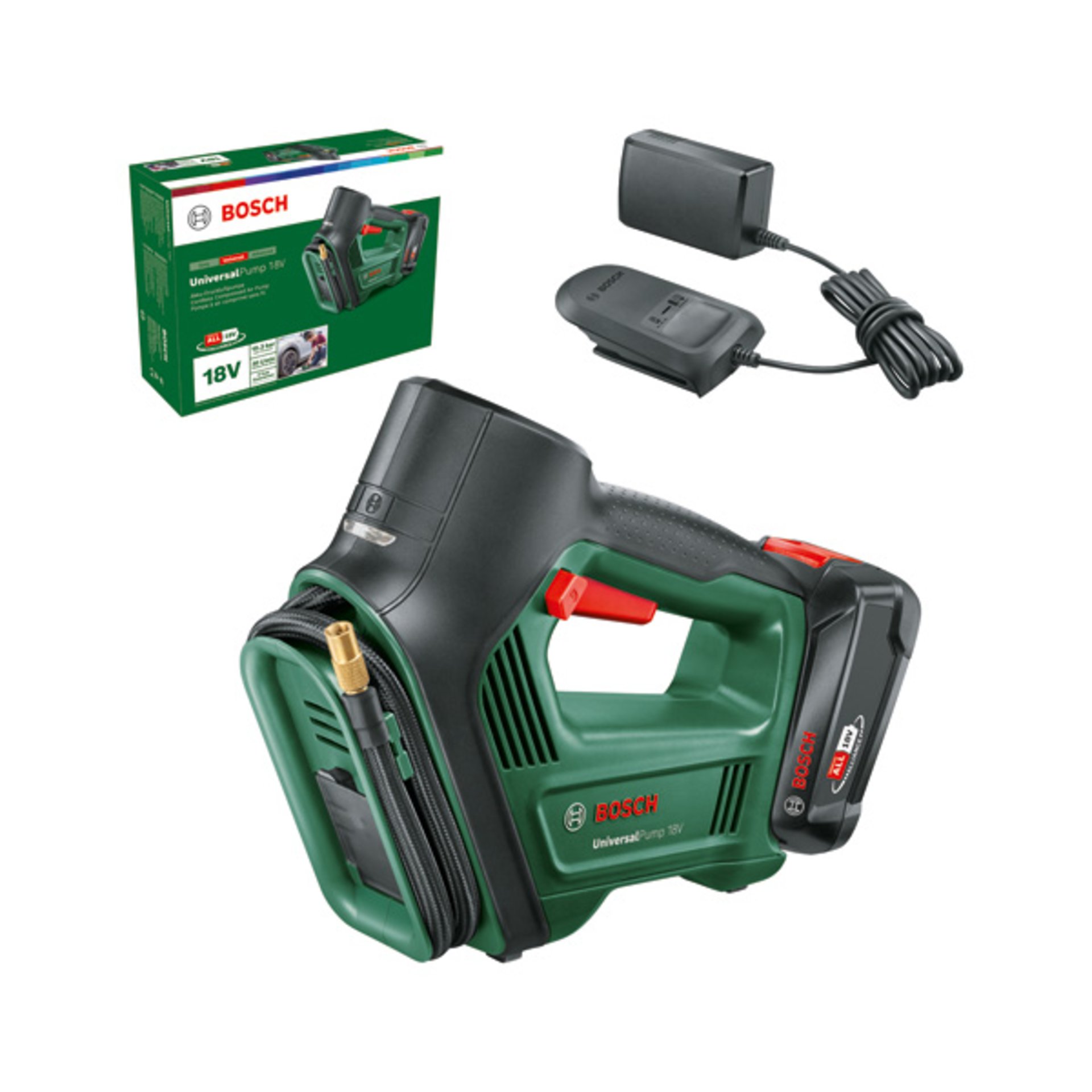 Akku-Druckluftpumpe UniversalPump 18V, 1 x Akku PBA 18V 2.0Ah