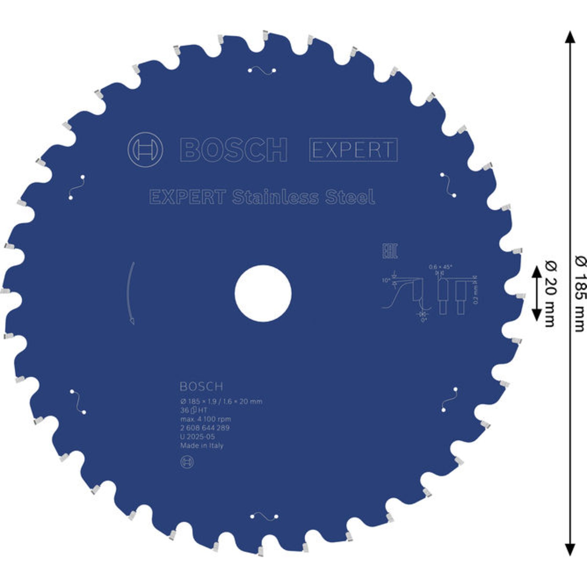 EXPERT Stainless Steel Kreissägeblatt, 185x1,9/1,6x20 mm, Z36