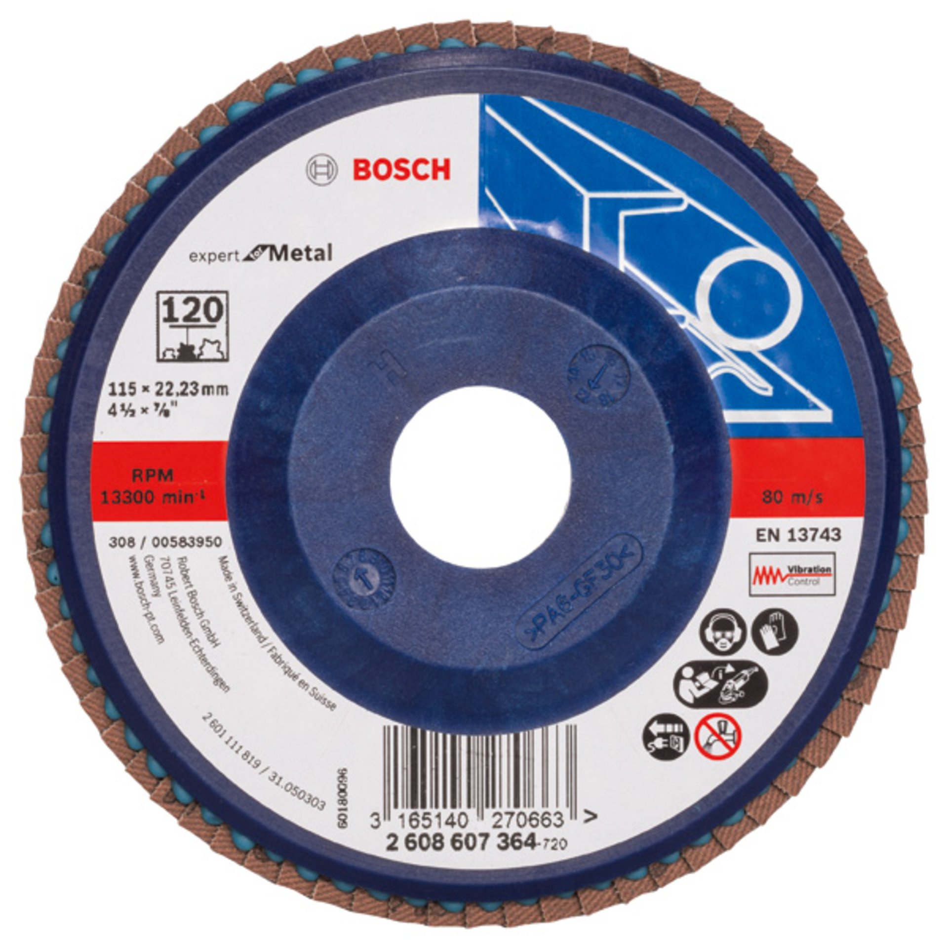 Fächerschleifscheibe X551 Expert for Metal, gerade, 115 mm, 120, Kunststoff