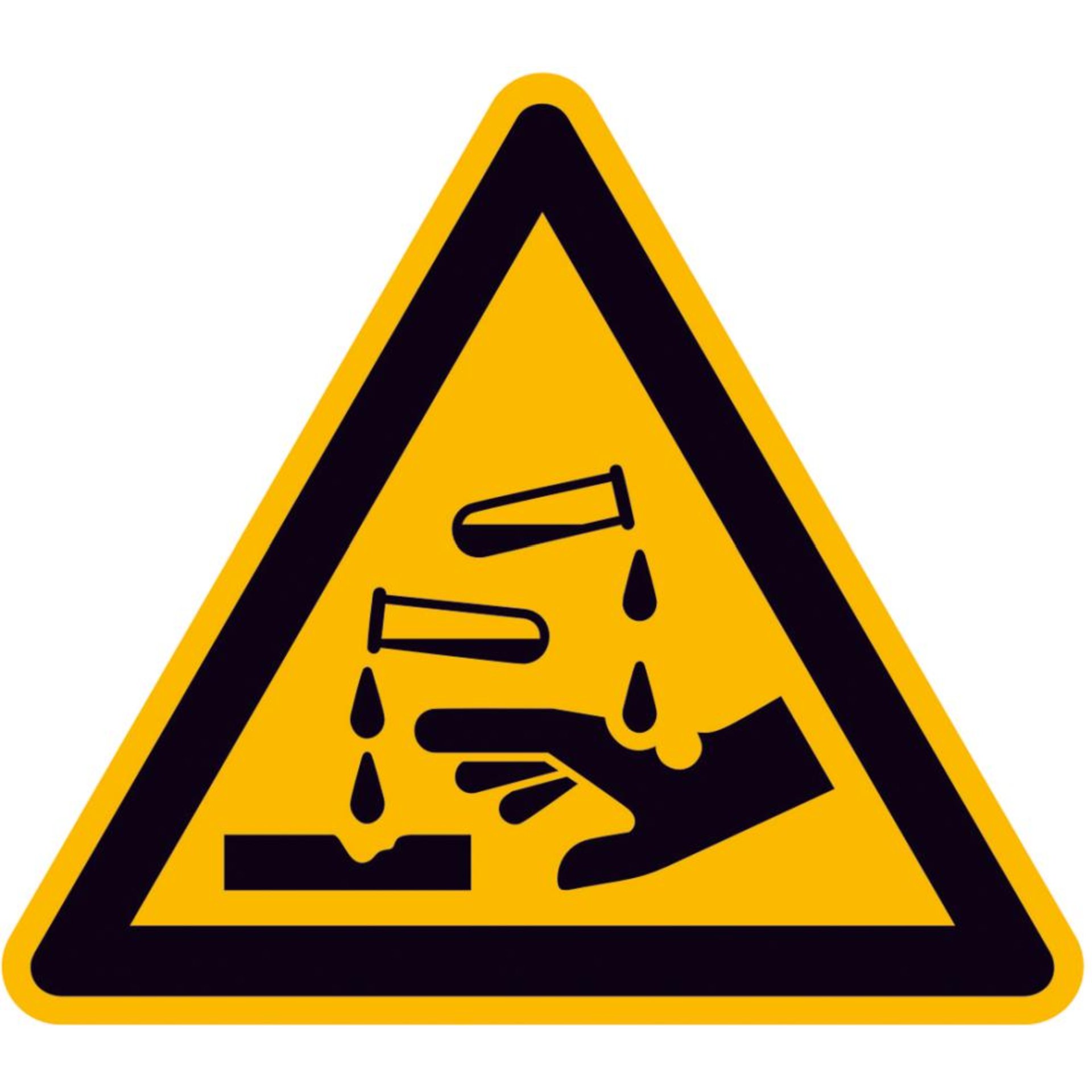 Warnschild, Warnung vor ätzenden Stoffen