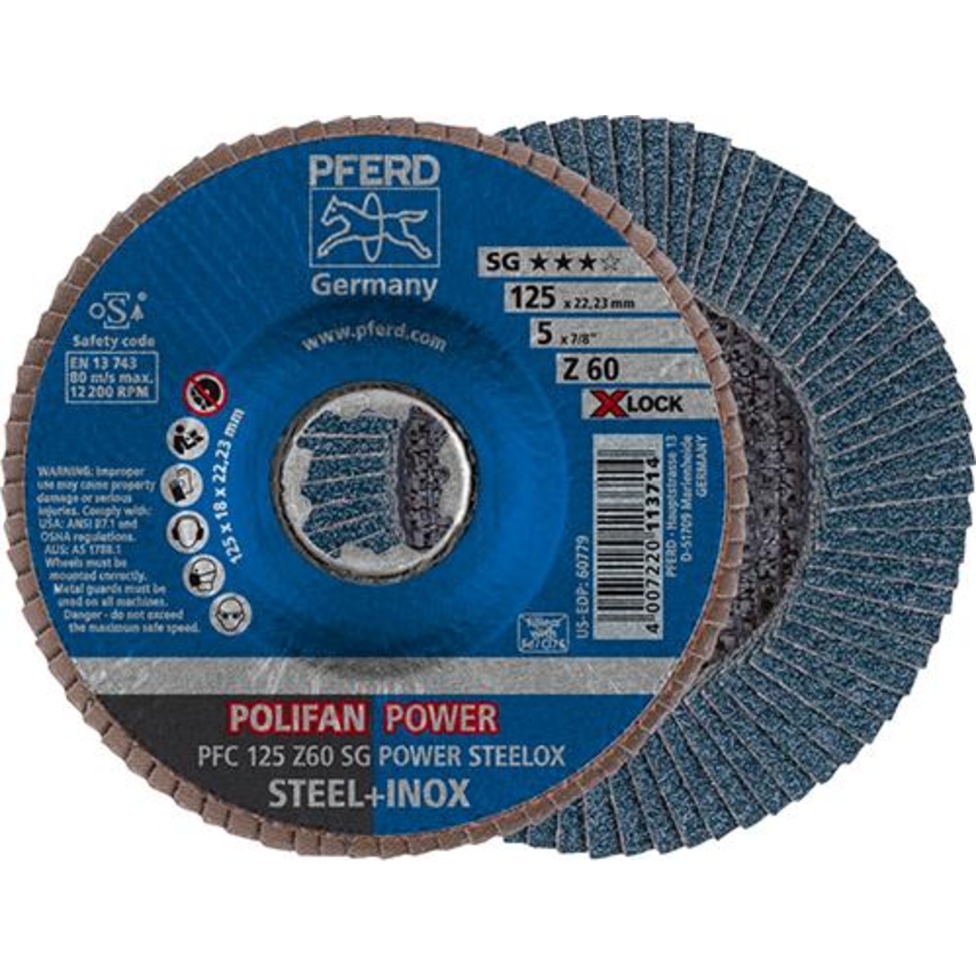 Fächerschleifscheibe X-LOCK STEELOX K60SGP 125mm Pferd