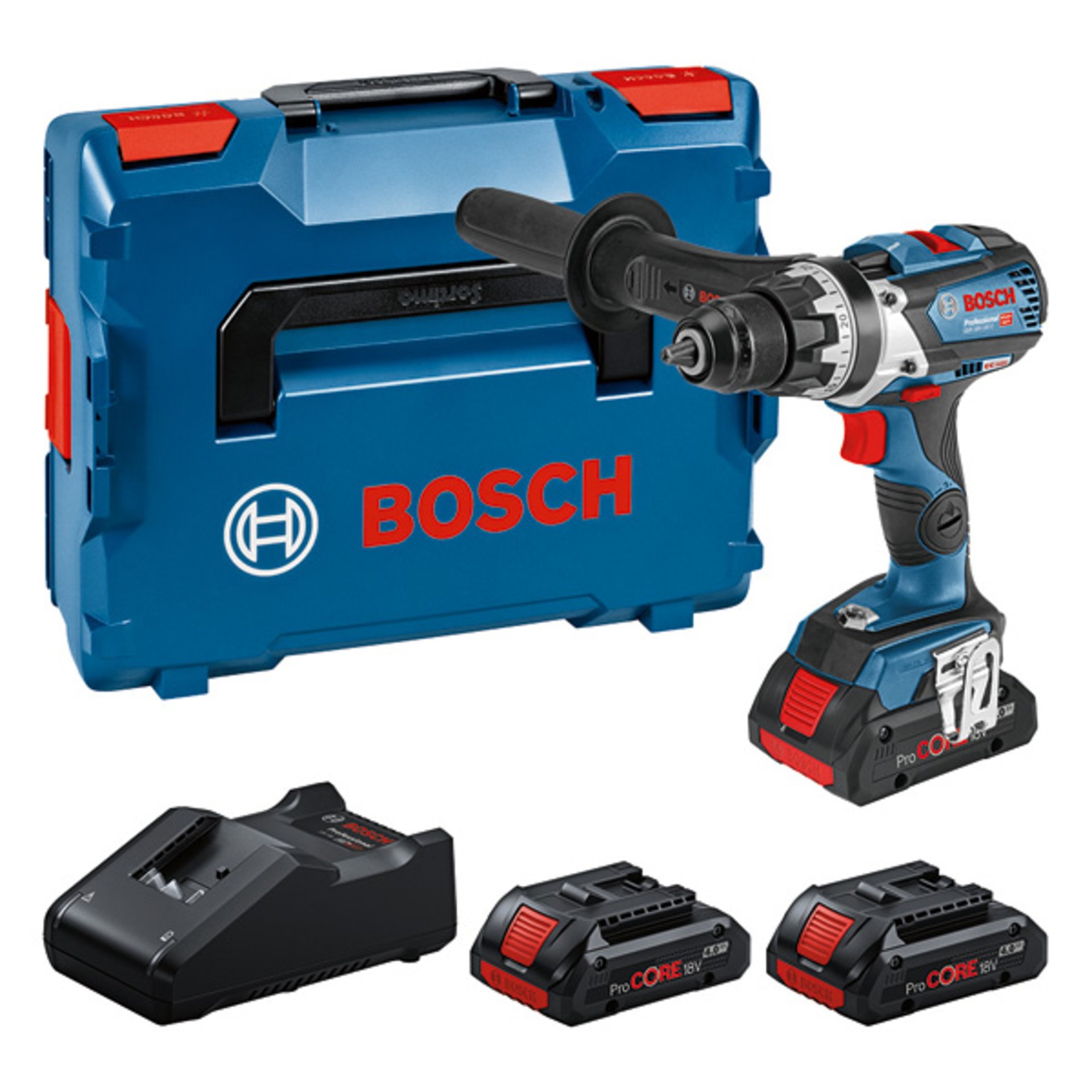 Professional Set: Akku-Bohrschrauber GSR 18V-110 C, 3x ProCORE18V 4.0Ah, L-BOXX