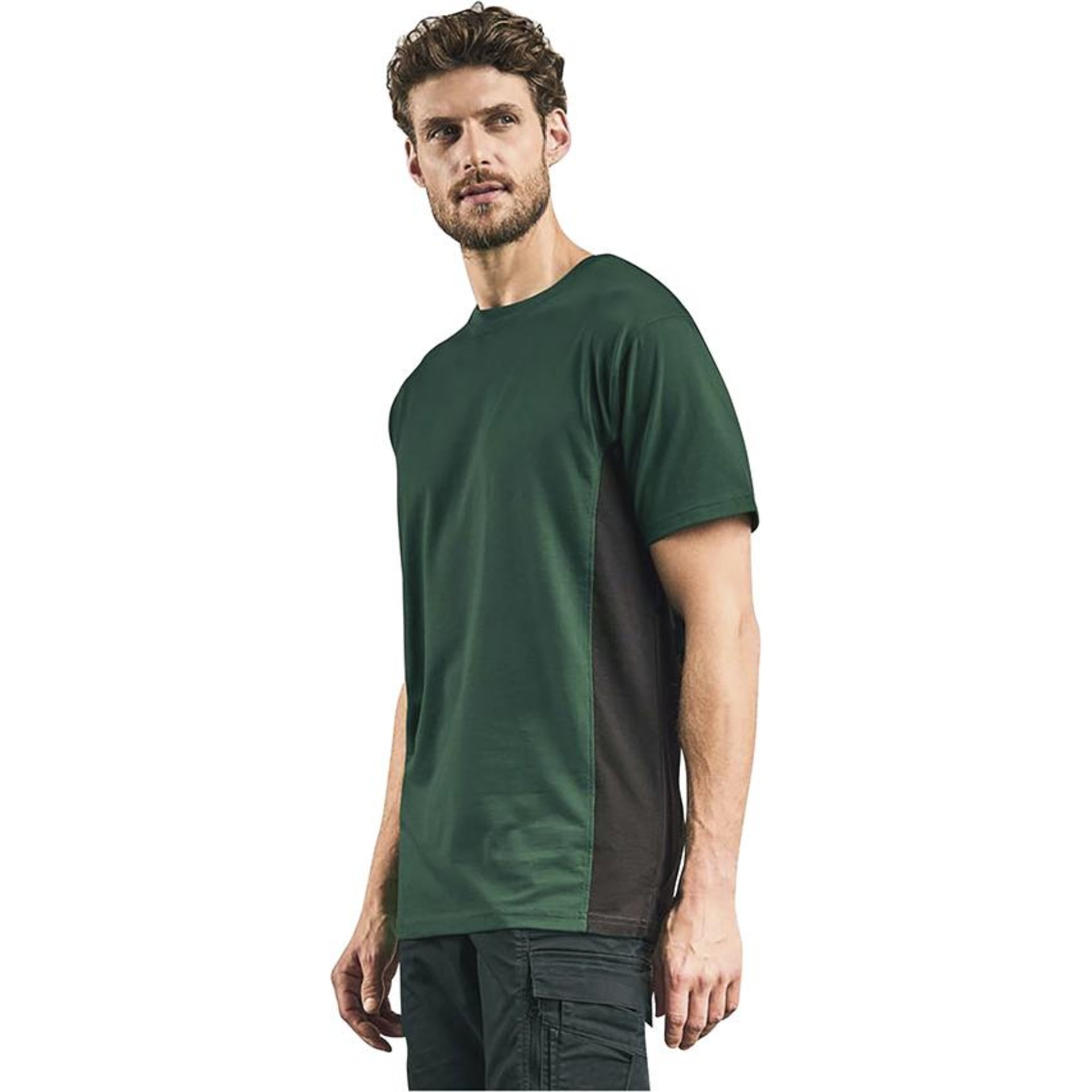 Contrast T-Shirt, grün/charcoal Gr. L Promodoro