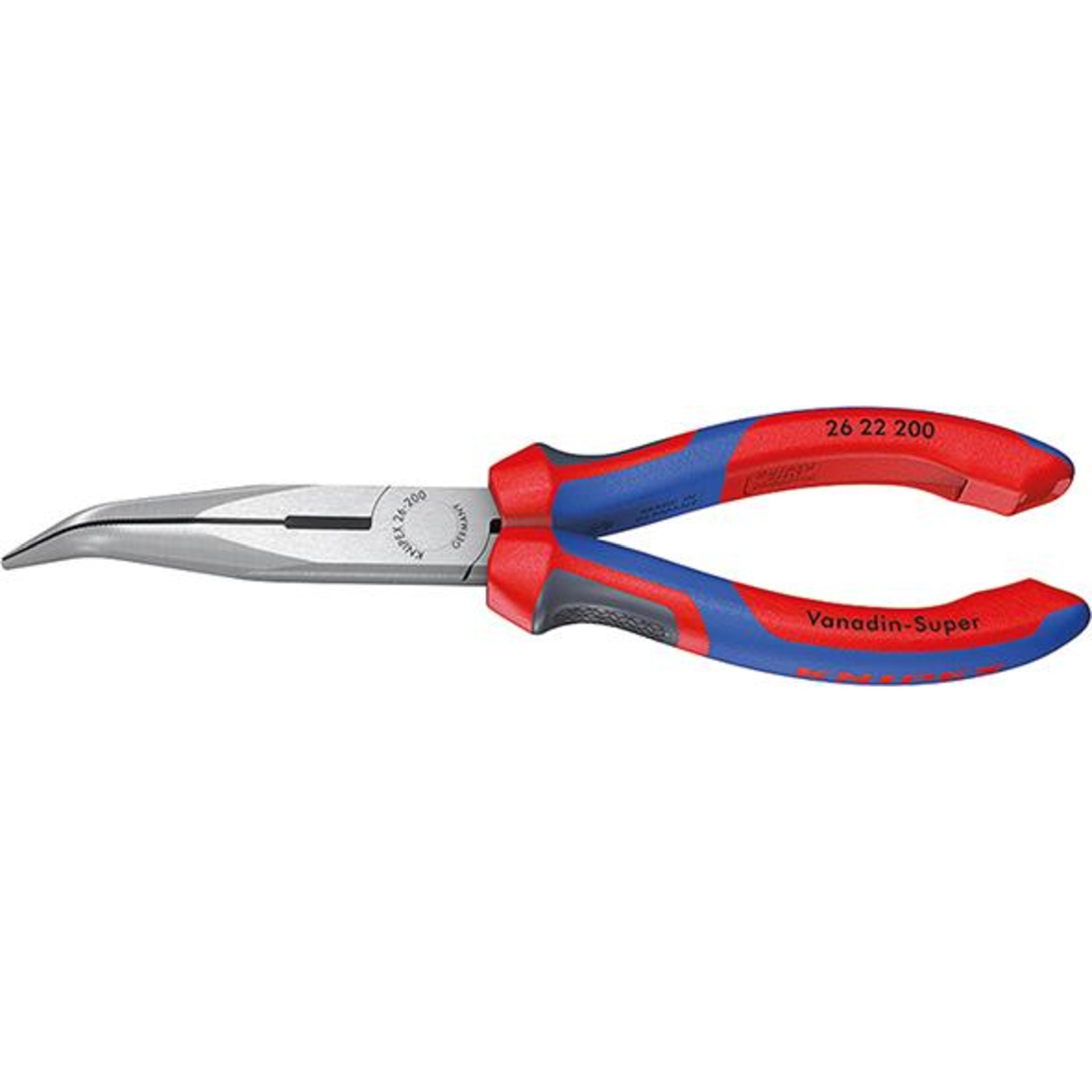 Storchschnabelzange poliert gebogen mit Mehrkomponenten-Griffen 200mm KNIPEX