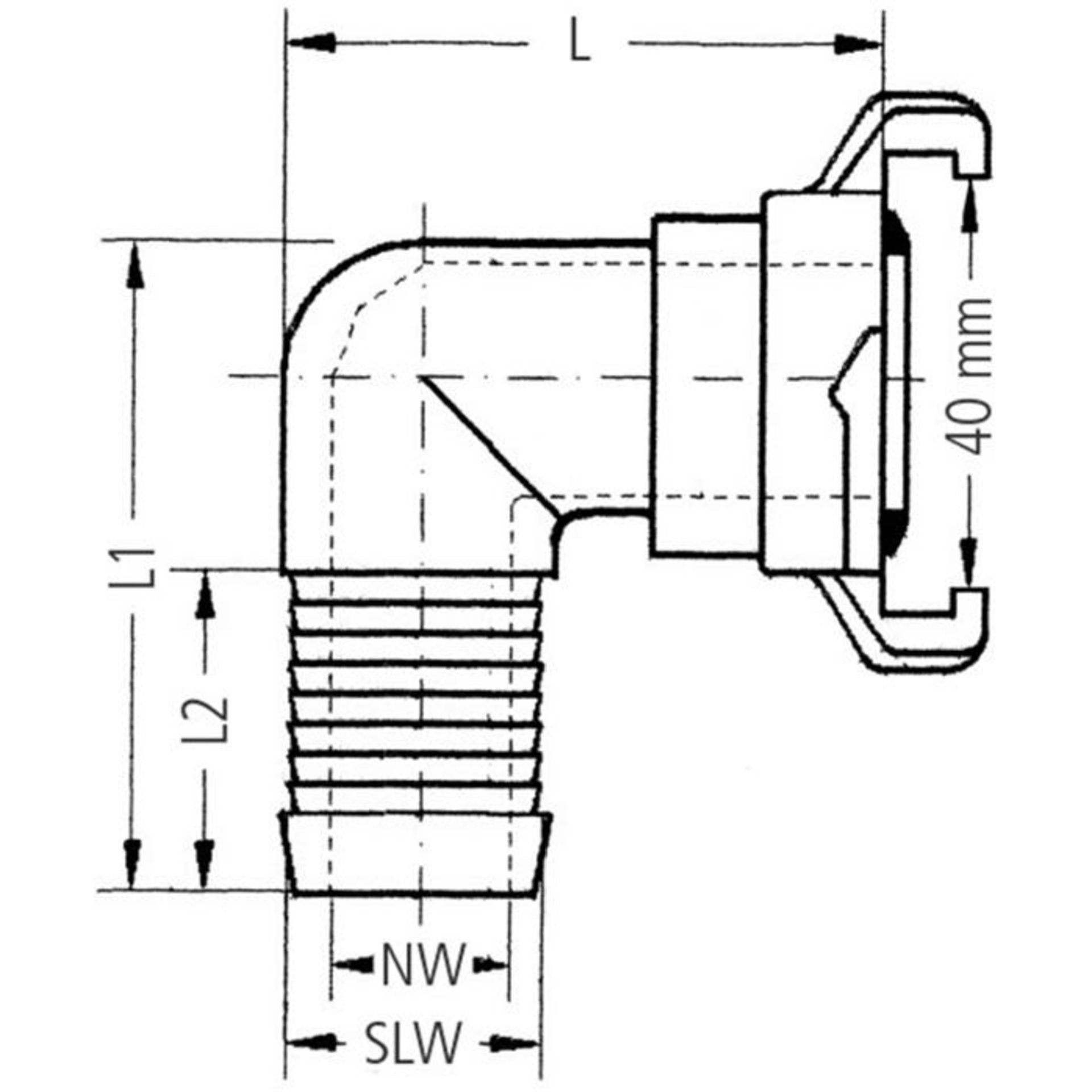 GEKA plus-Winkelstück 360° drehbar, MS, 1", 25mm,SB