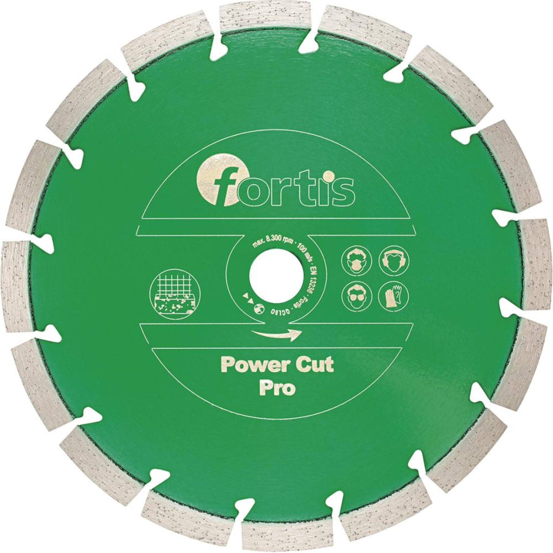Diamant-Trennscheibe Power Cut Pro Ø 180 mm lasersegmentiert 12 mm Bohrung 22,2 mm FORTIS