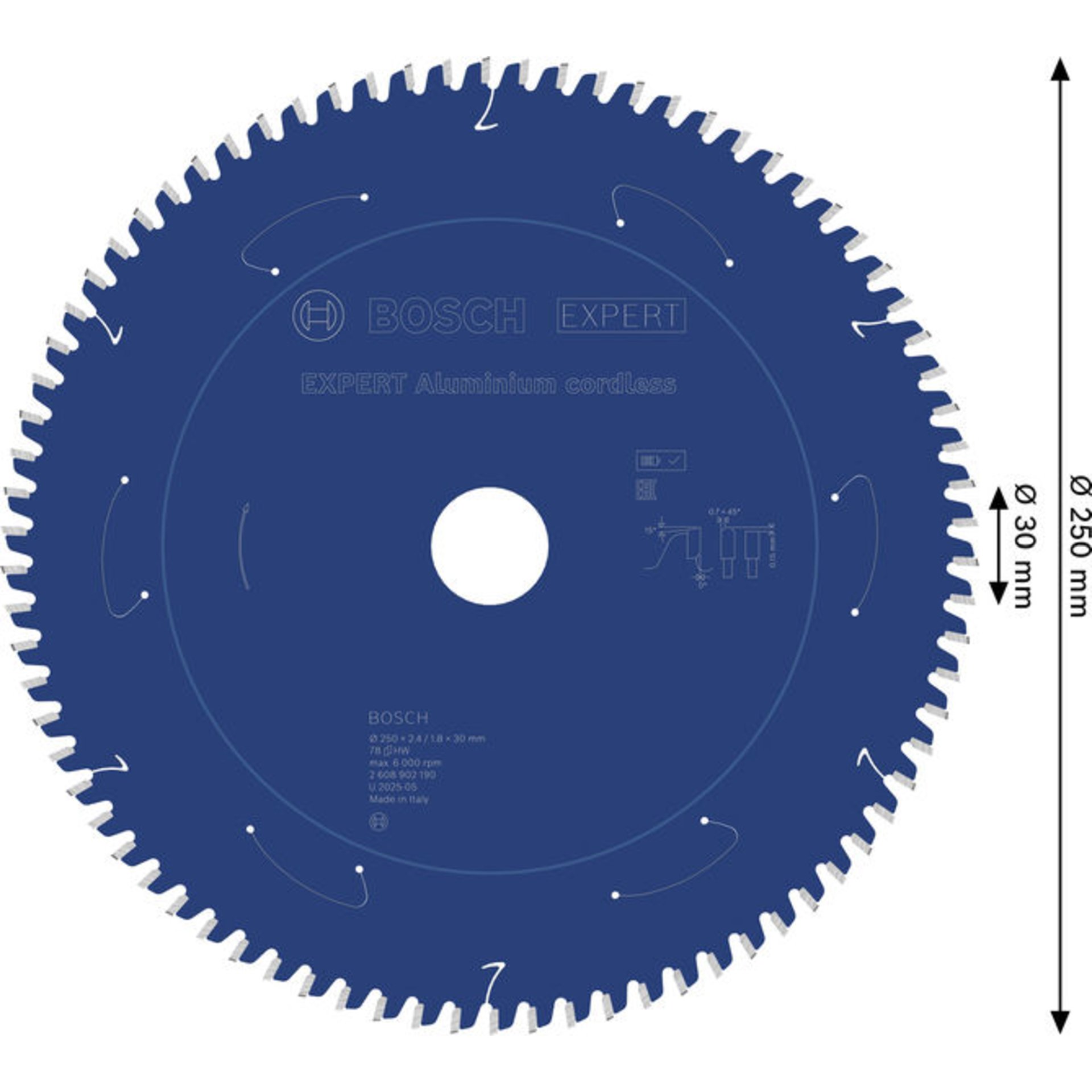 EXPERT Aluminium Kreissägeblatt, 250x30 mm, Z78