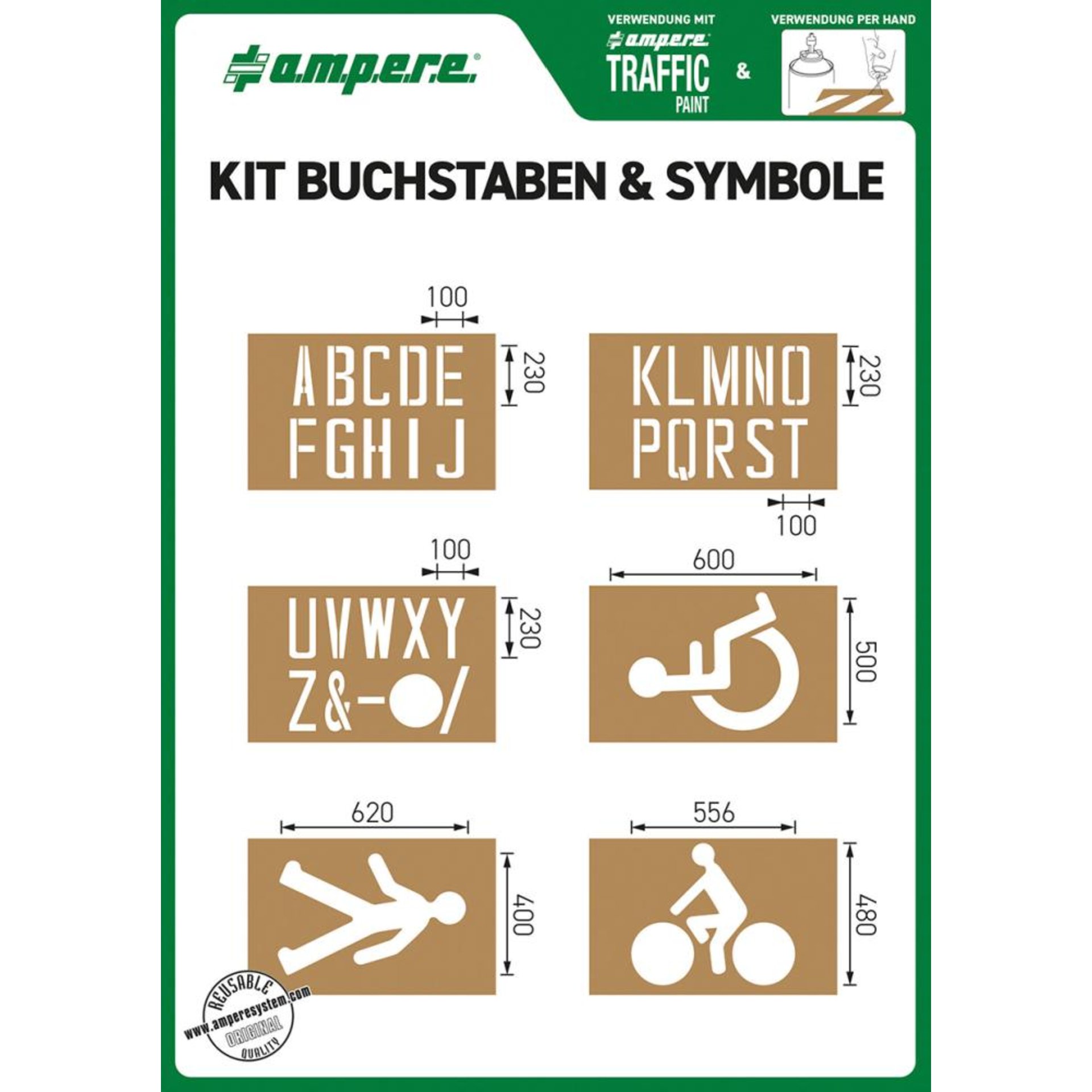 Schablonenset Schablonen KIT Buchstaben und Symbole