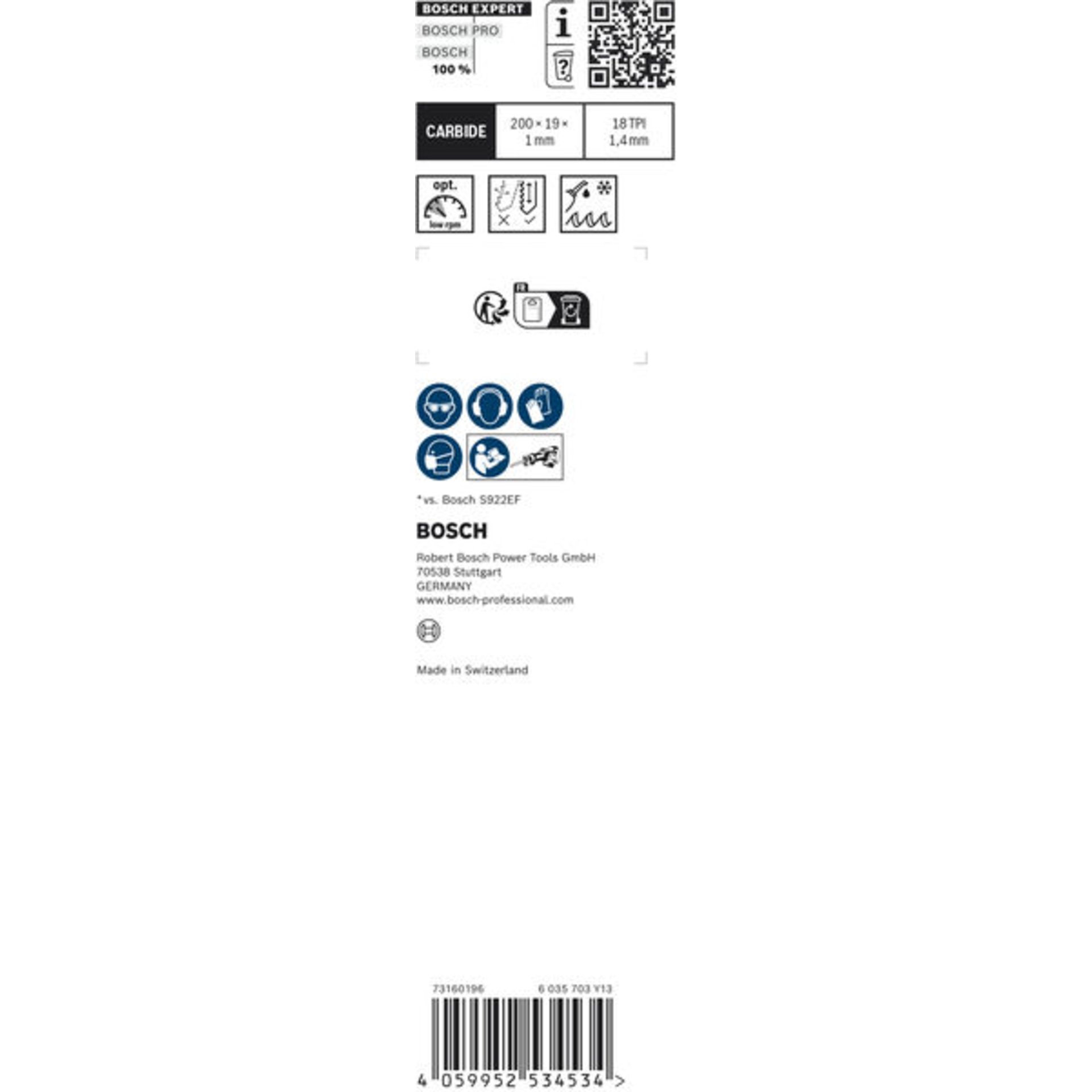 EXPERT S1022EHM Thin Tough Metal Säbelsägeblatt
