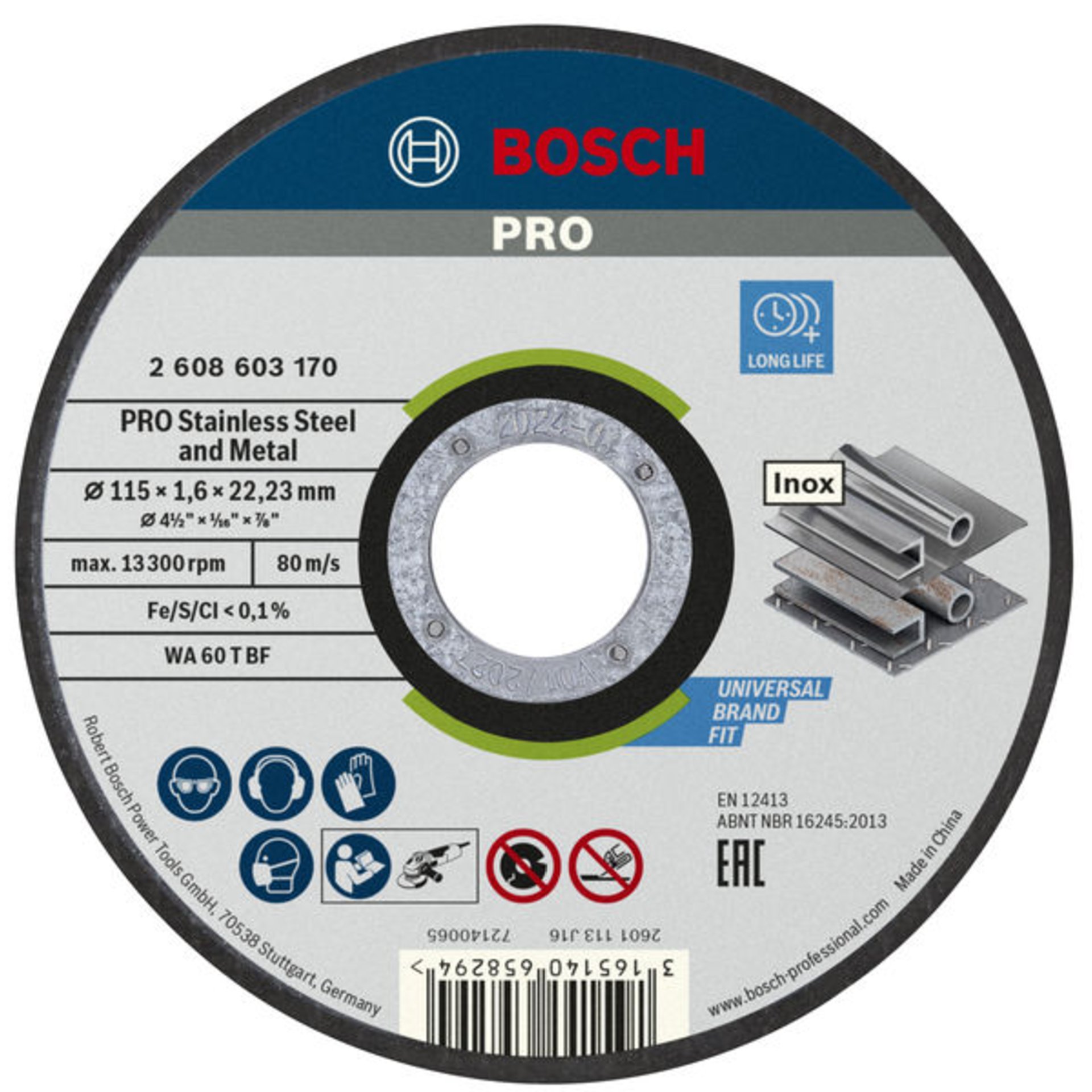 PRO Stainless Steel and Metal Trennscheibe, 115 x 1.6 x 22.23 mm