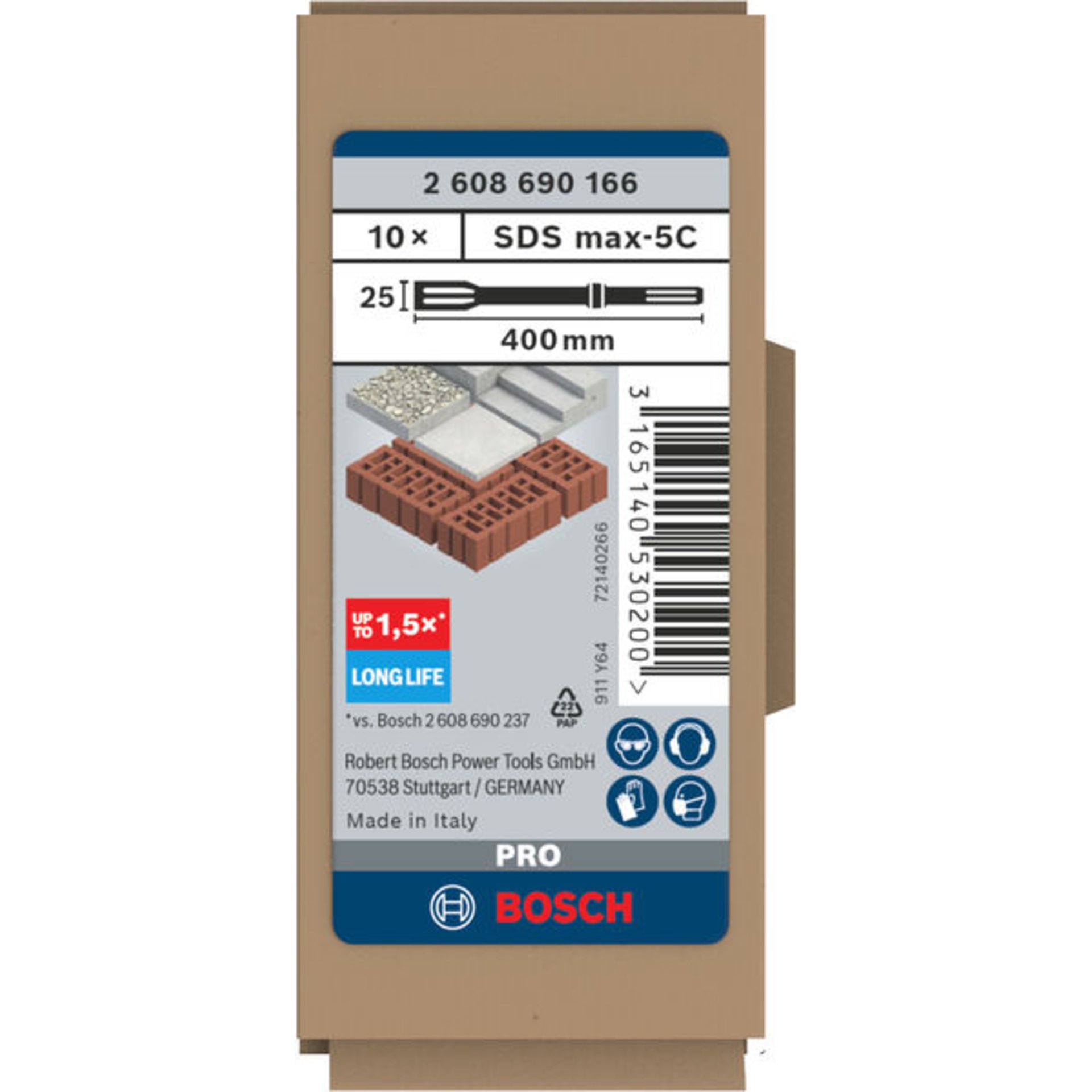 PRO SDS max-5C Flachmeißel-Set, 25 x 400 mm, 10-tlg.