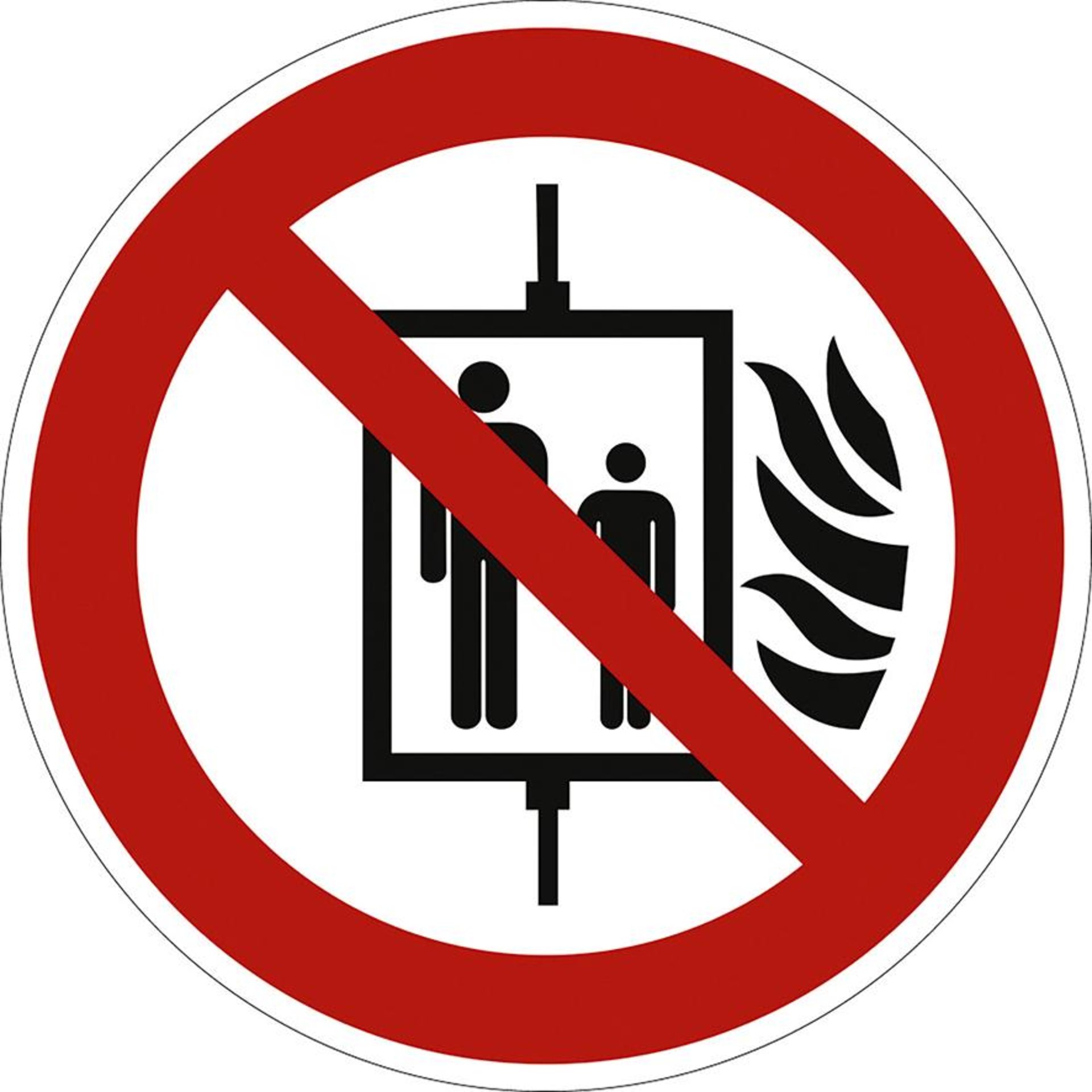 Aufzug im Brandfall ISO-7010 - Symbol P020 Folie Ø 100 mm