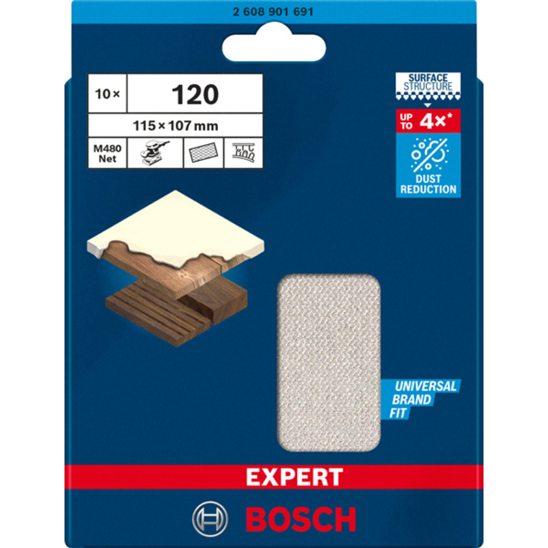 EXPERT M480 Schleifnetz, 115x107mm, K120, 10-tlg.