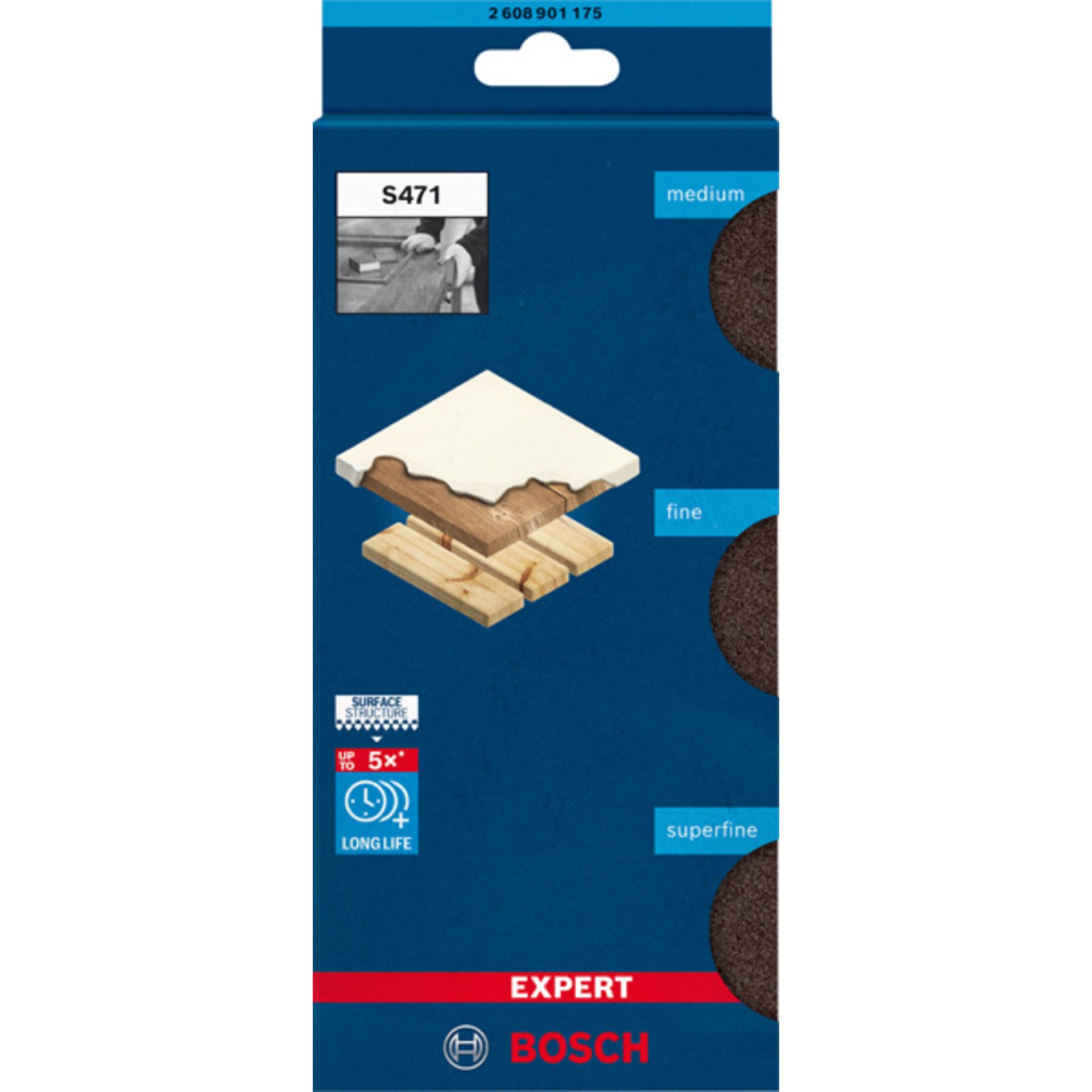 EXPERT S471 Standard Schleifblock Set, mittel, fein, super fein, 3-tlg.