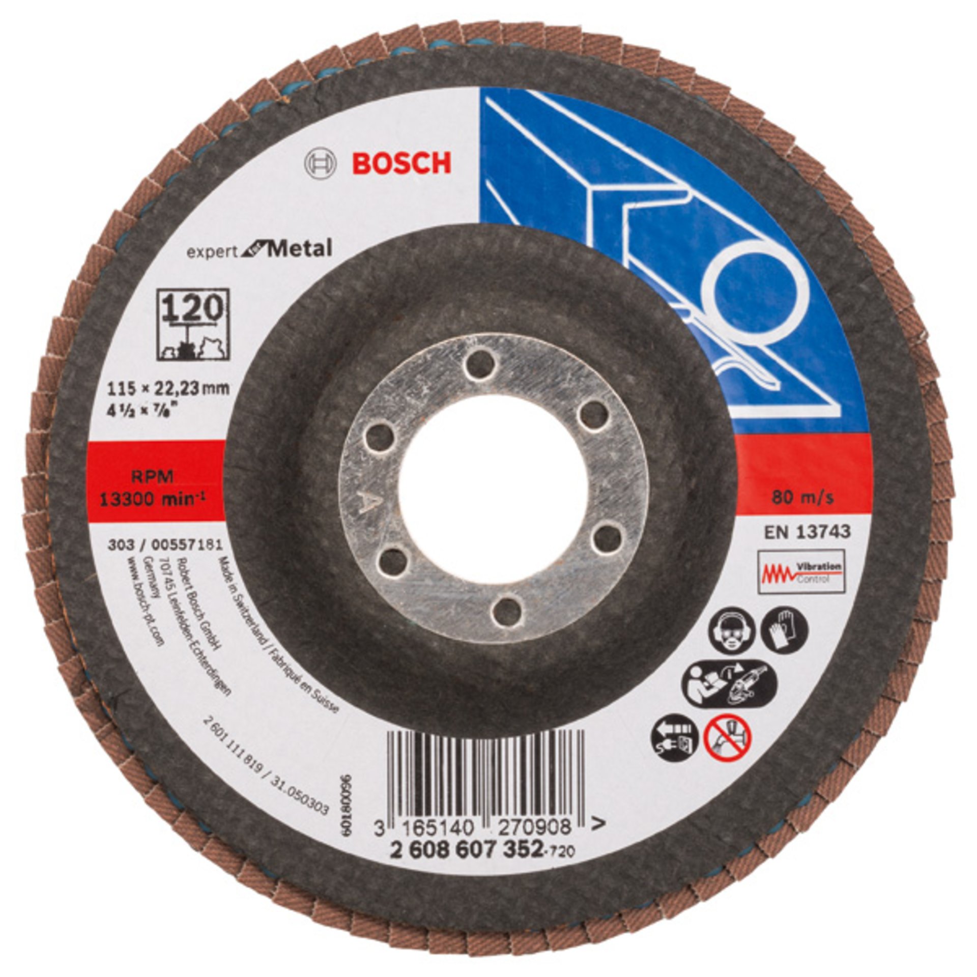 Fächerschleifscheibe X551 Expert for Metal, gerade, 115 mm, 120, Glasgewebe